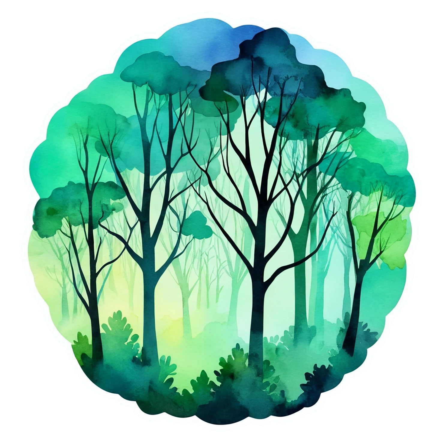Forest watercolor sticker isolated on transparent background #16842