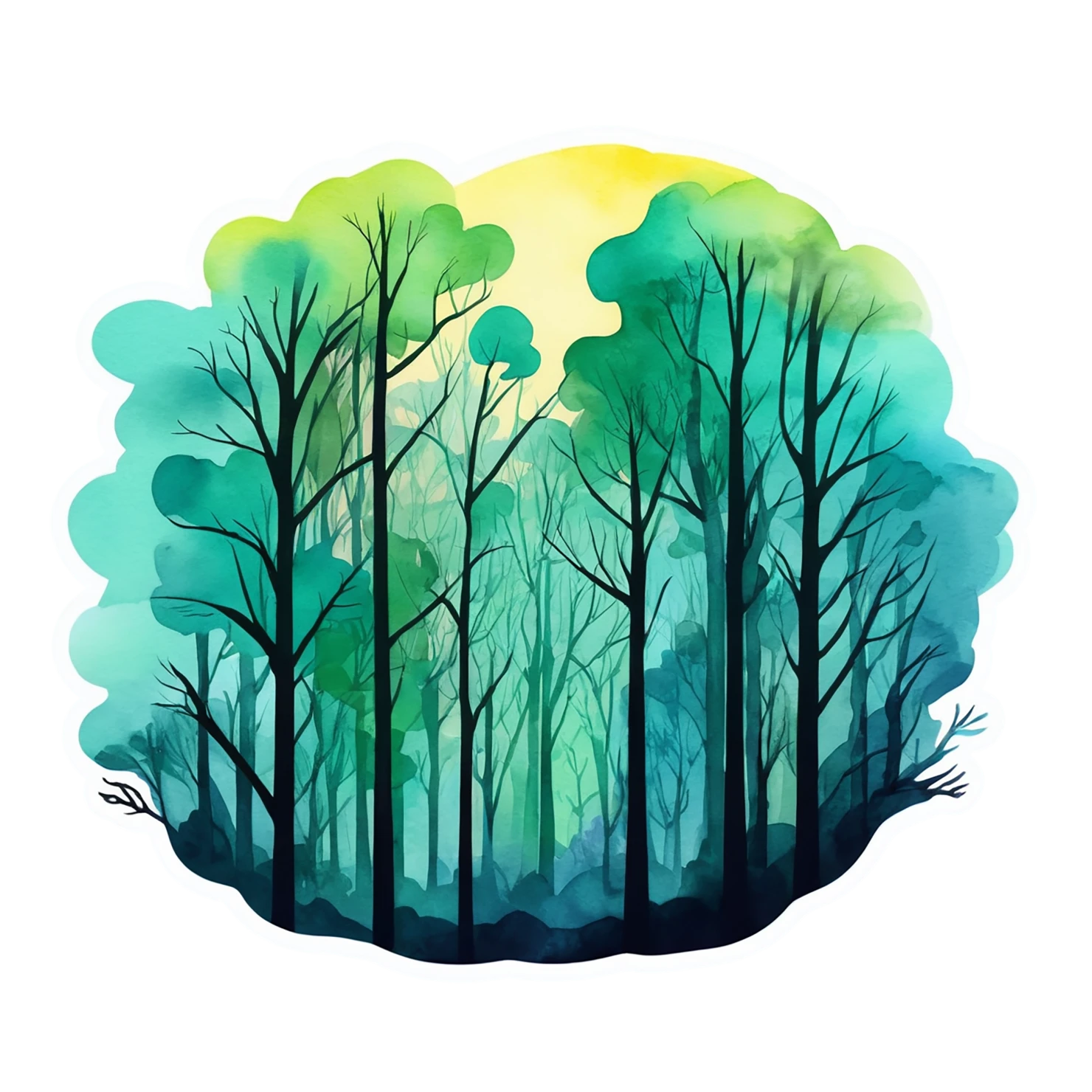 Forest watercolor sticker isolated on transparent background #16843