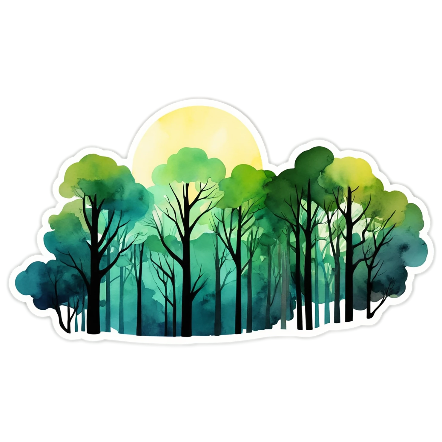 Forest watercolor sticker isolated on transparent background #16844