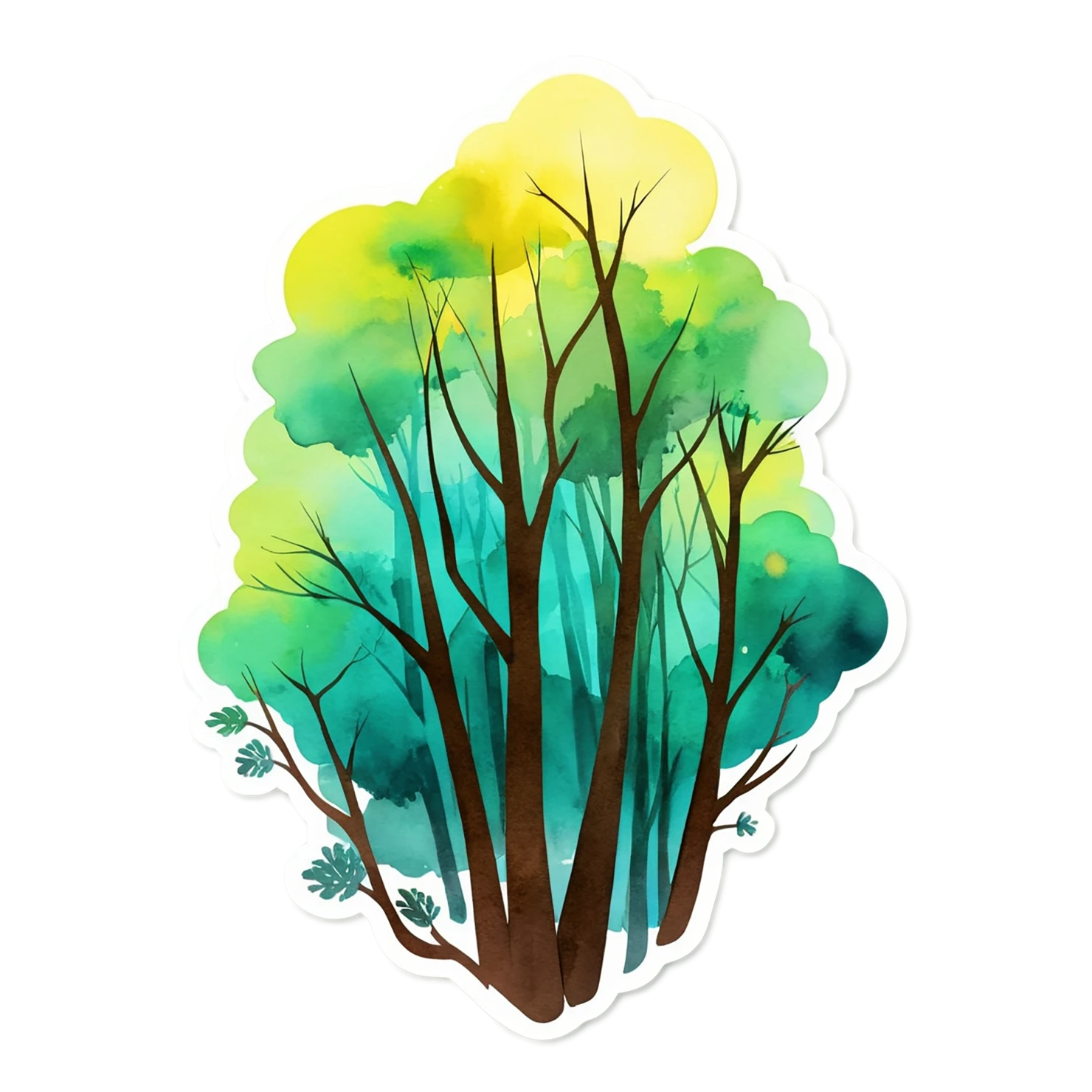 Forest watercolor sticker isolated on transparent background #16847