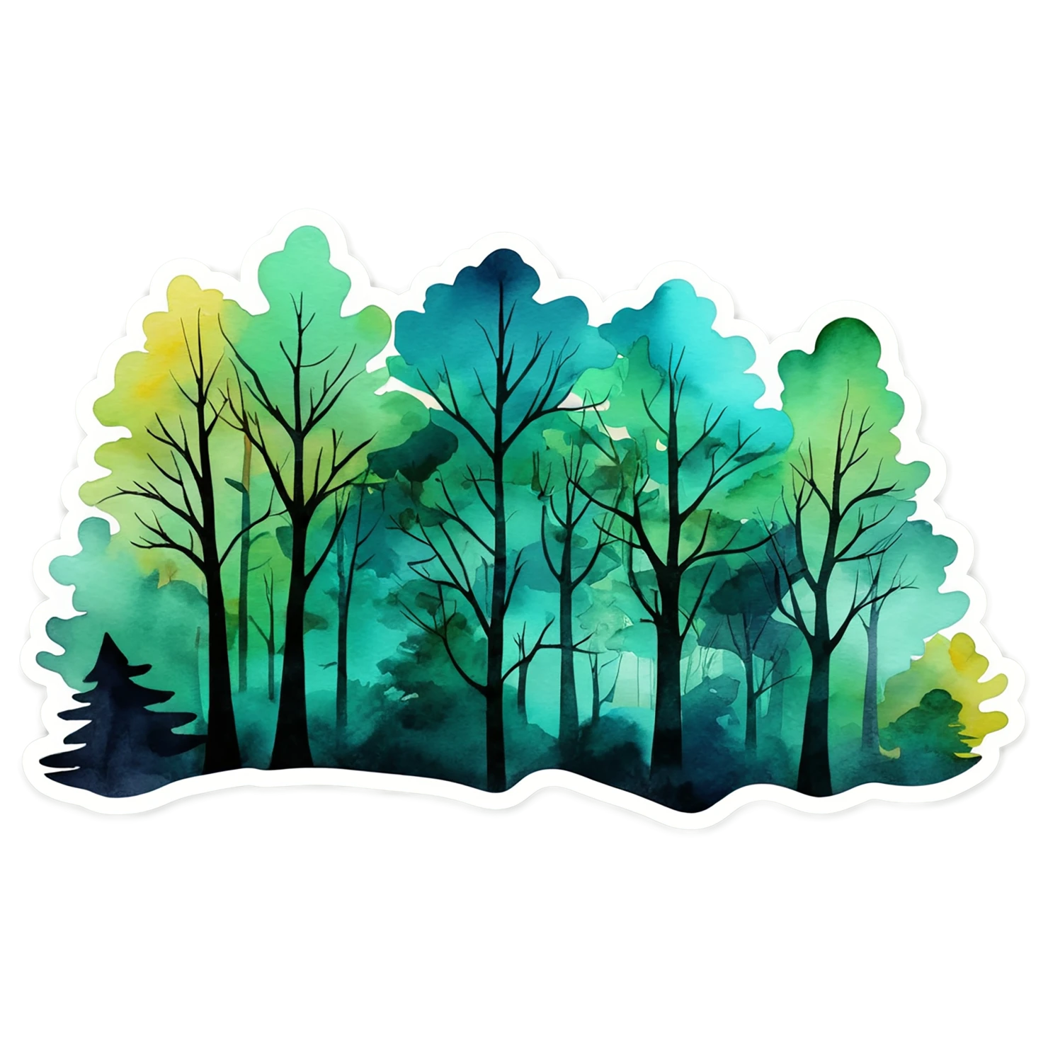 Forest watercolor sticker isolated on transparent background #16849