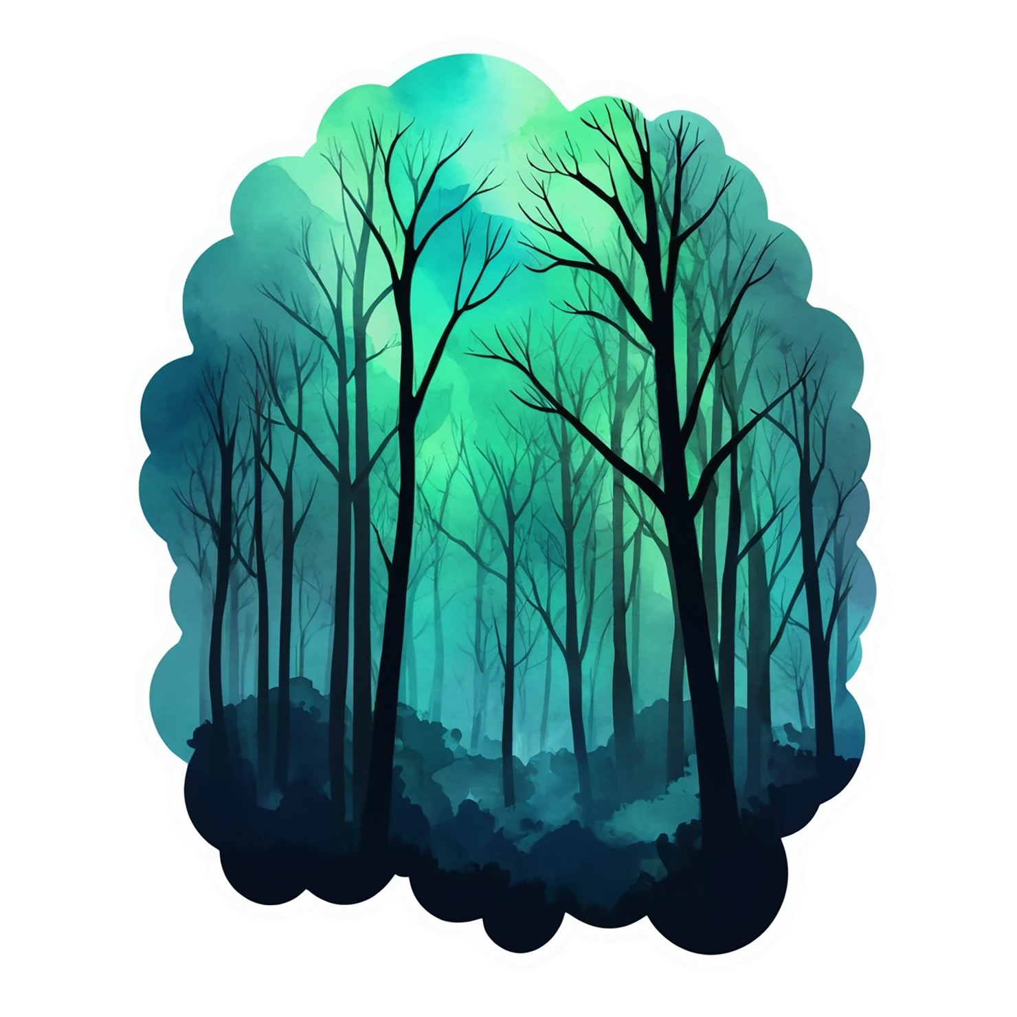 Forest watercolor sticker isolated on transparent background #16850