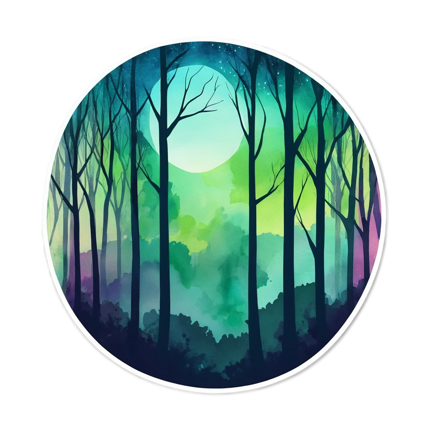 Forest watercolor sticker isolated on transparent background #16851