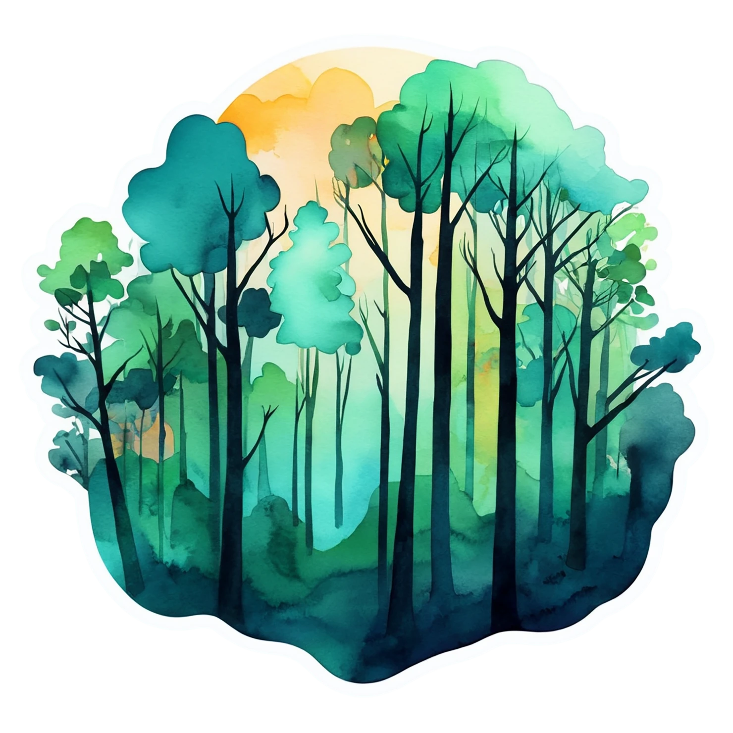 Forest watercolor sticker isolated on transparent background #16855