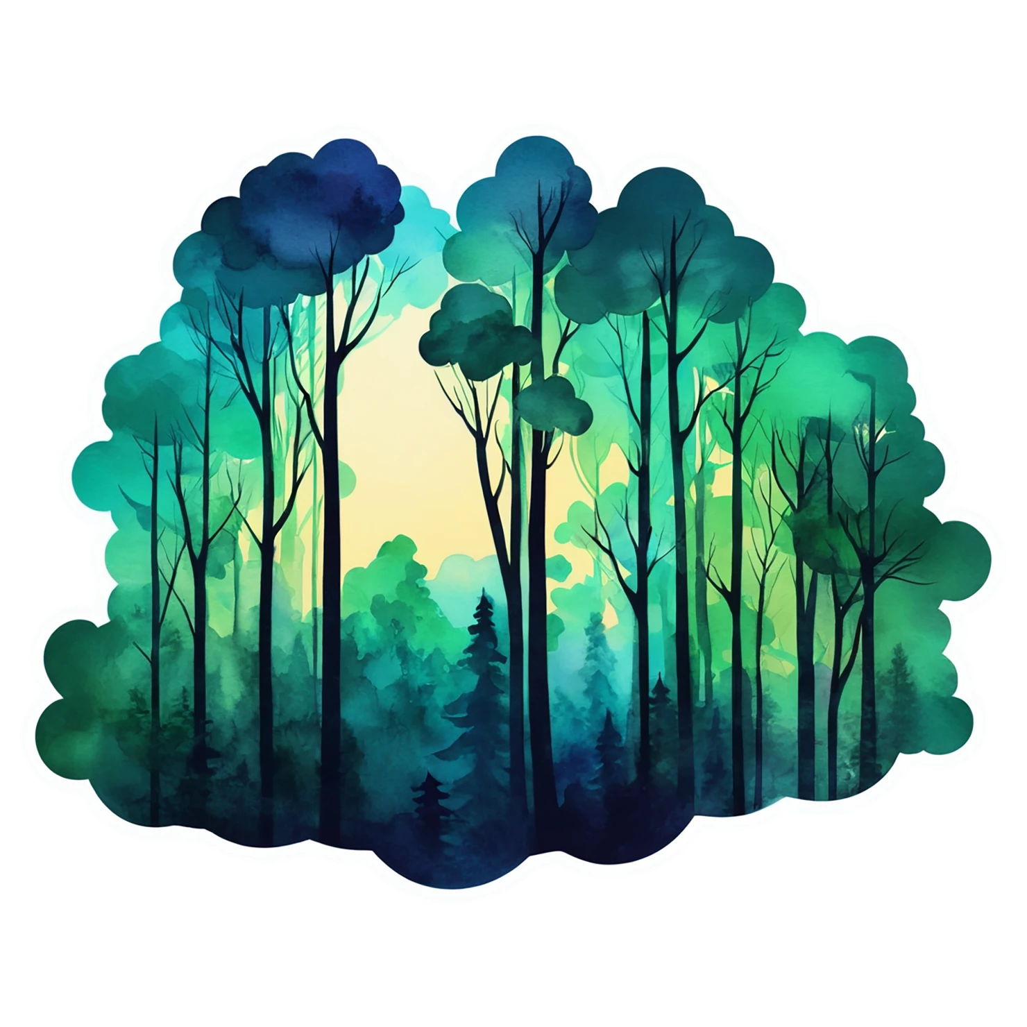 Forest watercolor sticker isolated on transparent background #16857