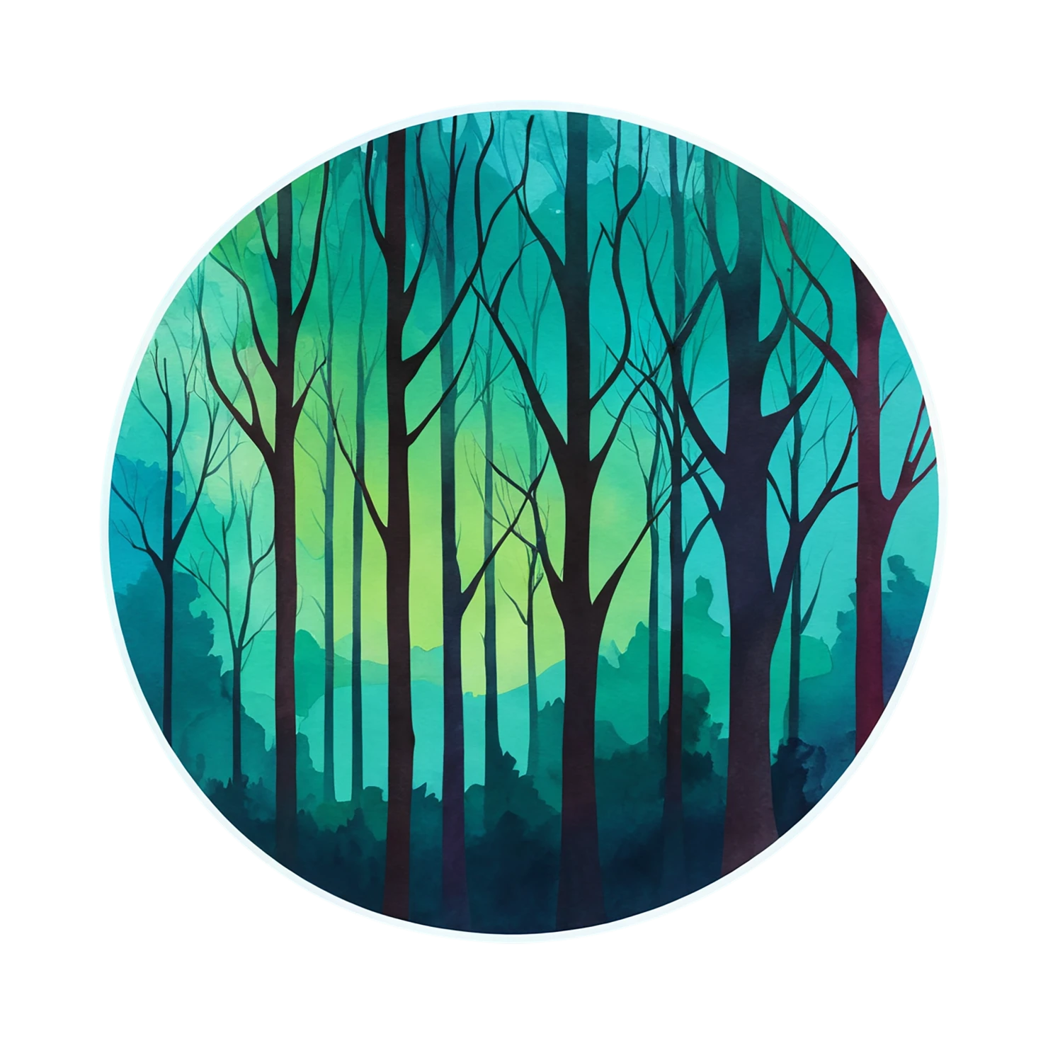 Forest watercolor sticker isolated on transparent background #16859