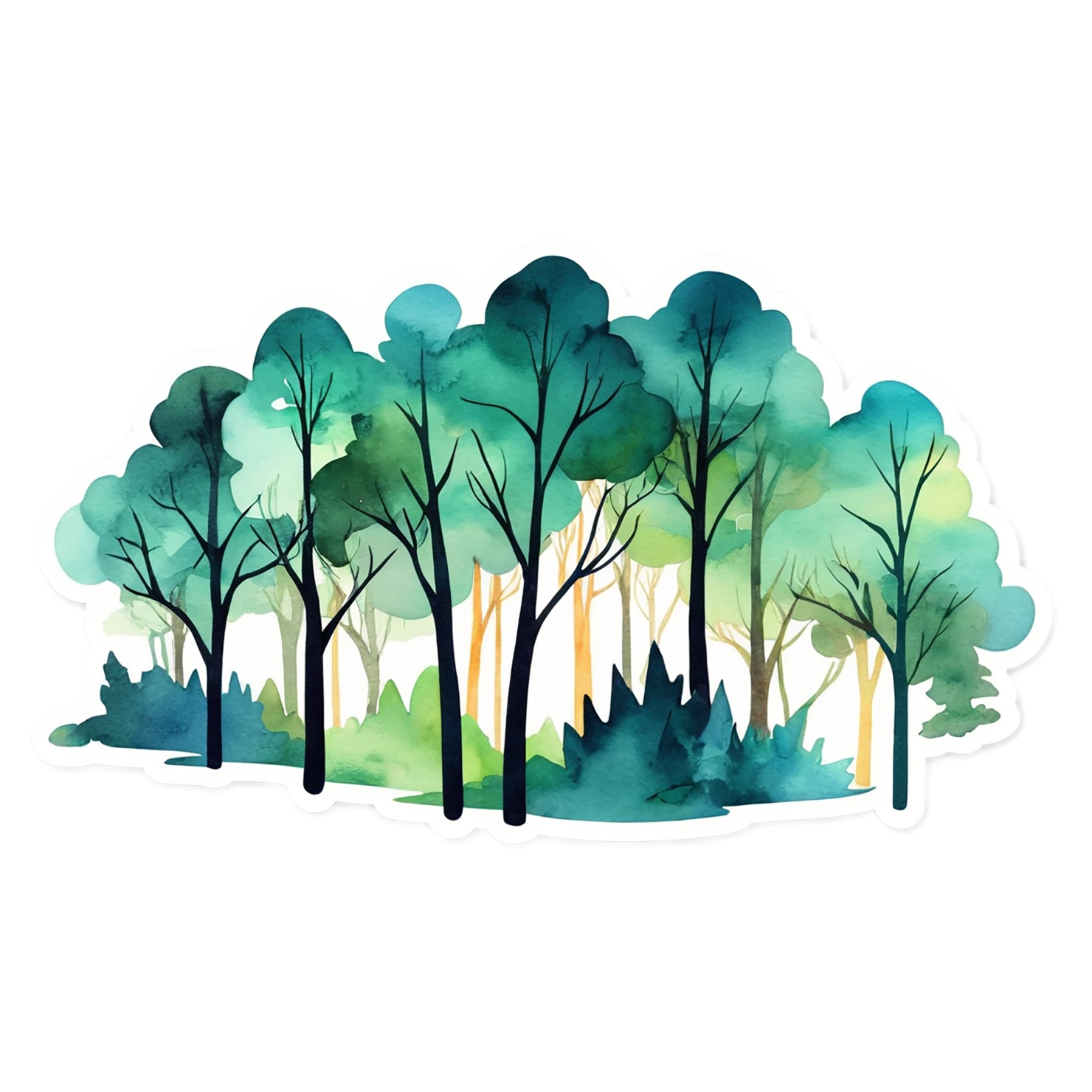 Forest watercolor sticker isolated on transparent background #16863