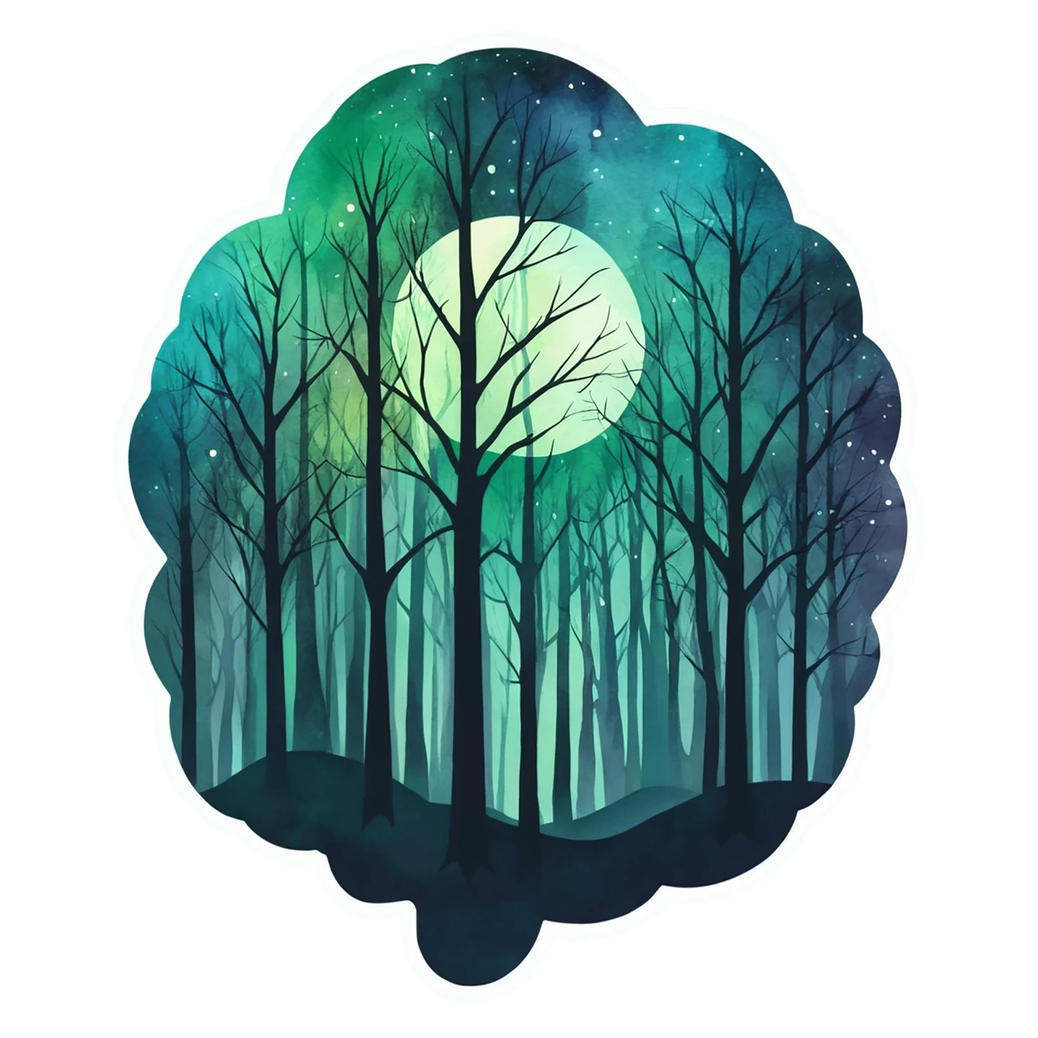 Forest watercolor sticker isolated on transparent background #16864