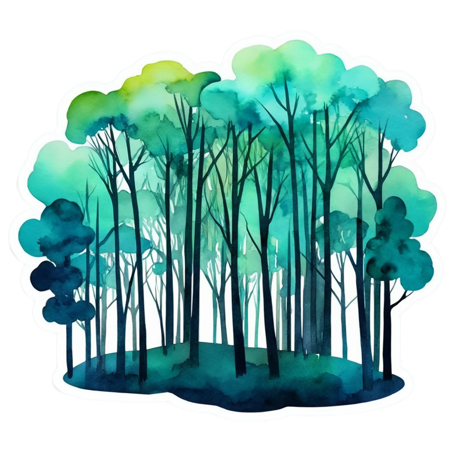 Forest watercolor sticker isolated on transparent background #16867
