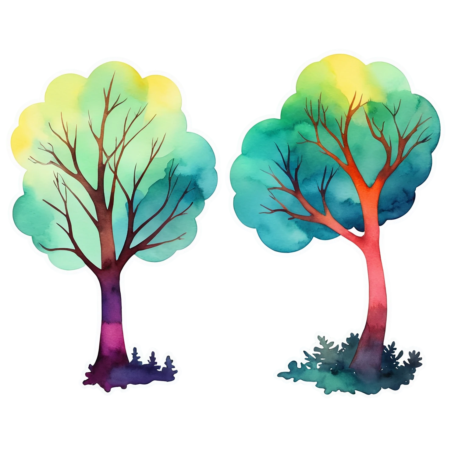 Forest watercolor sticker isolated on transparent background #16868