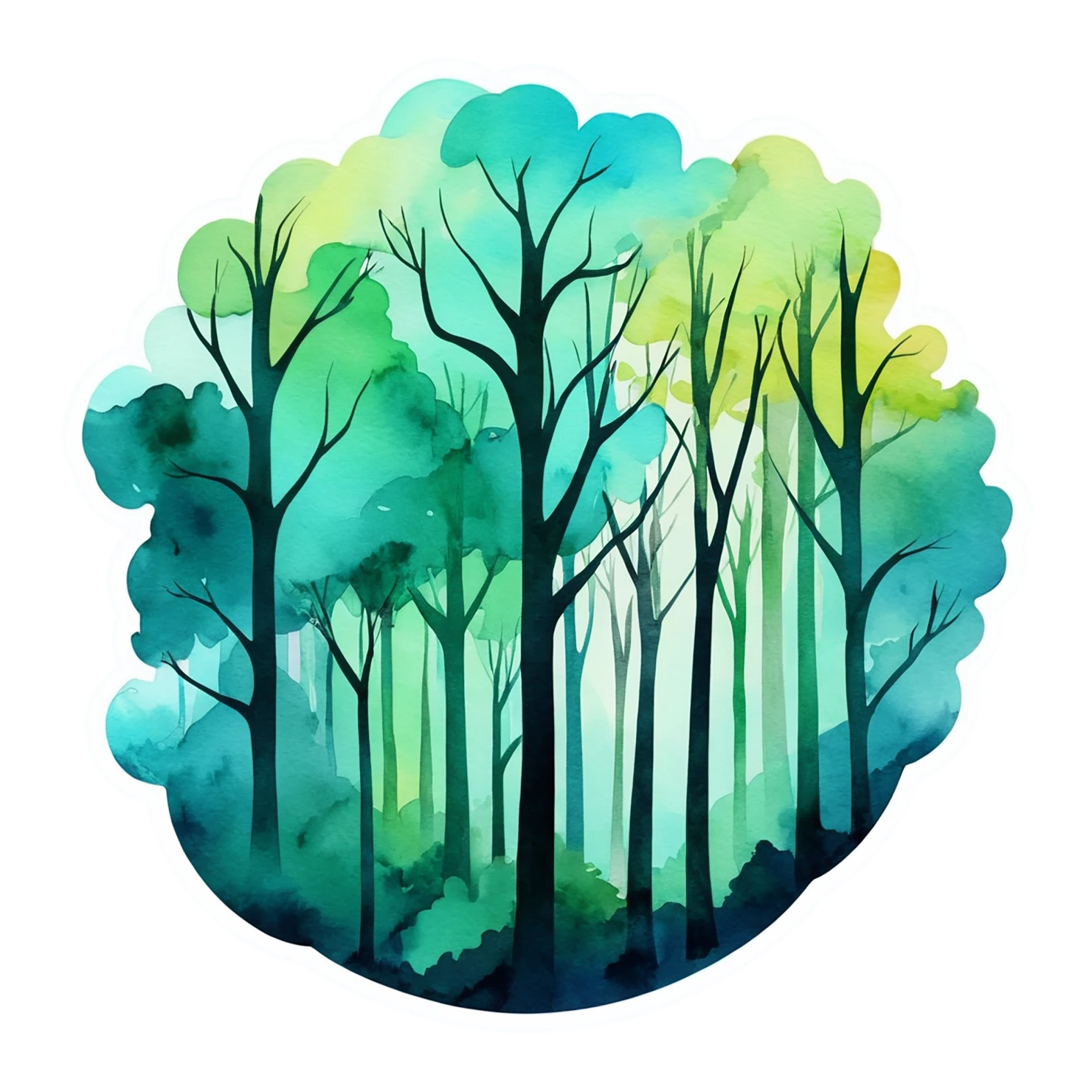 Forest watercolor sticker isolated on transparent background #16870