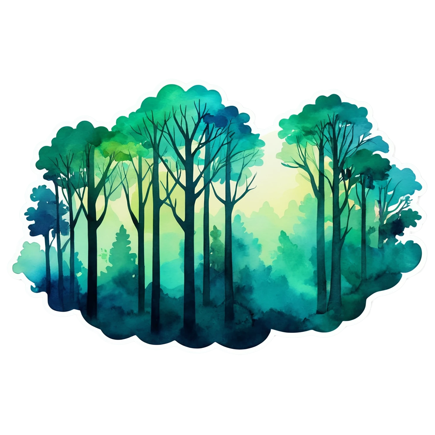 Forest watercolor sticker isolated on transparent background #16871