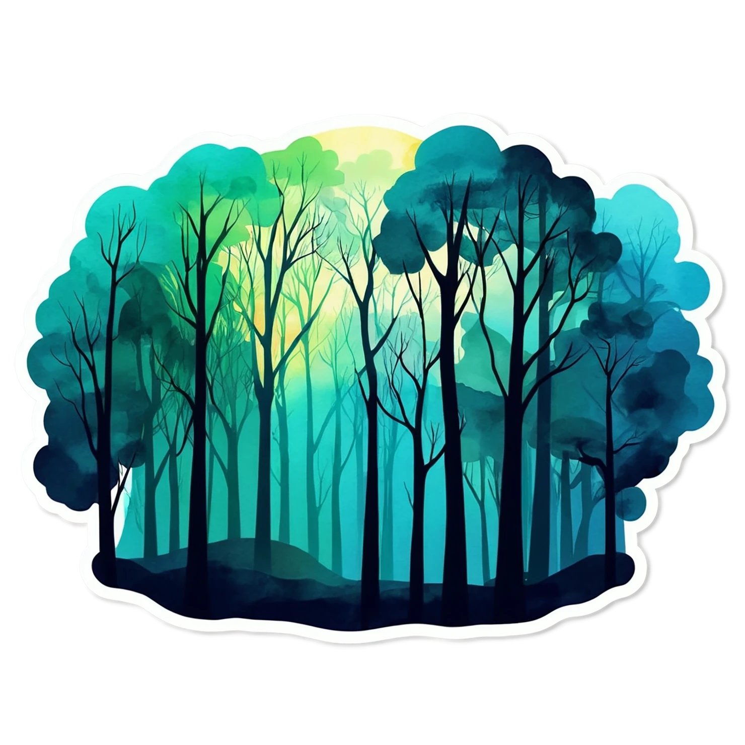 Forest watercolor sticker isolated on transparent background #16872