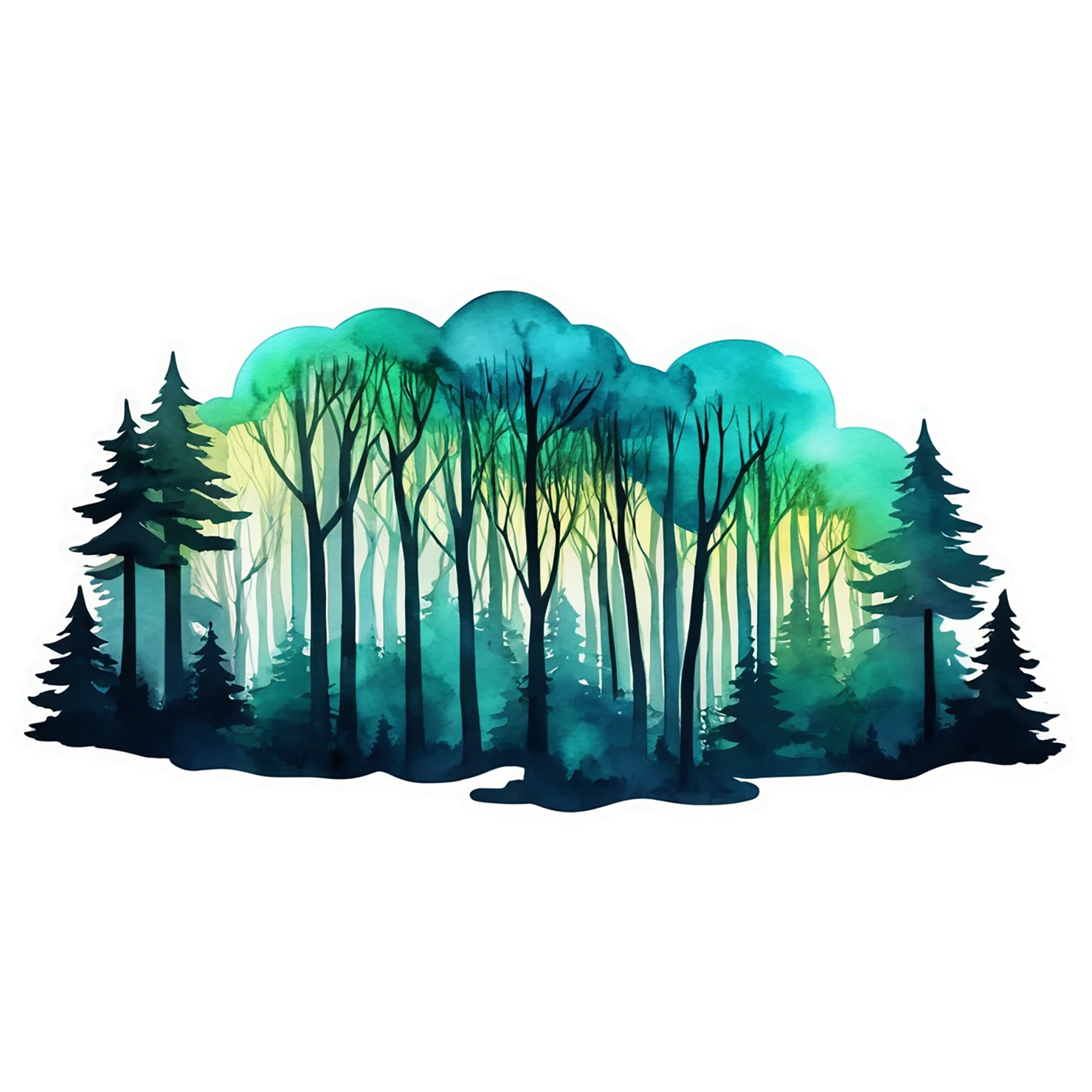 Forest watercolor sticker isolated on transparent background #16873