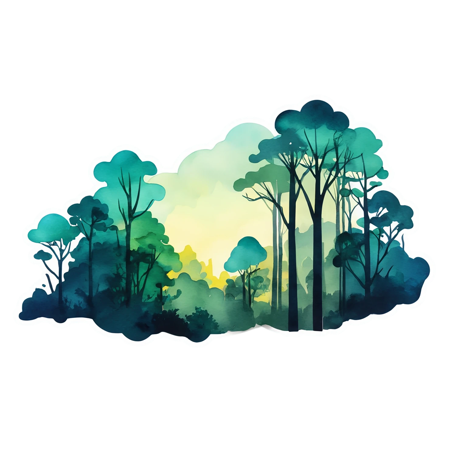 Forest watercolor sticker isolated on transparent background #16874