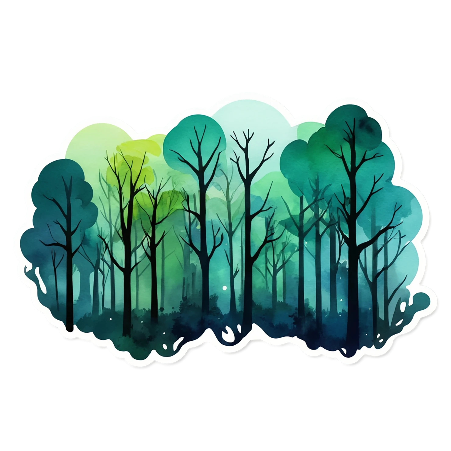 Forest watercolor sticker isolated on transparent background #16875