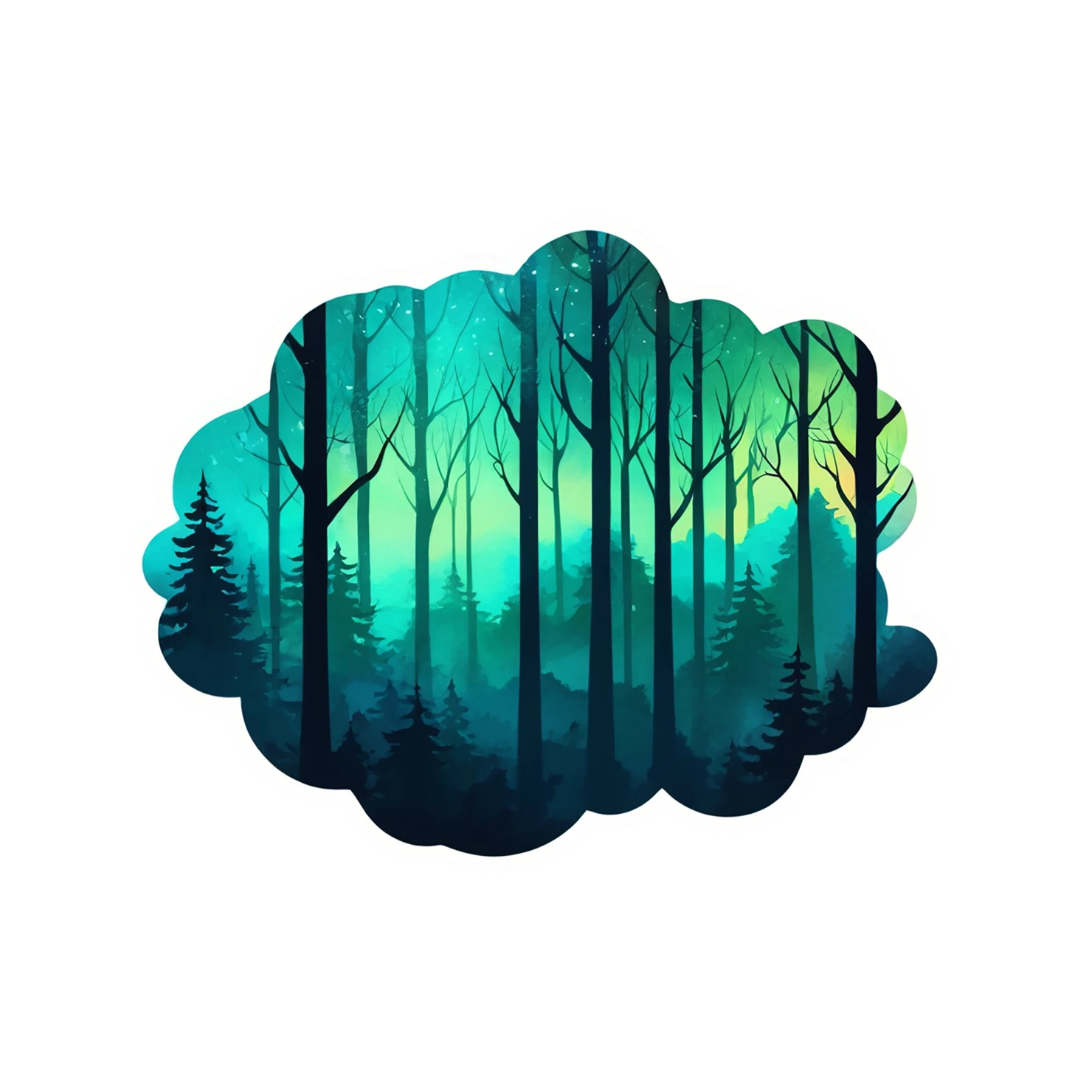 Forest watercolor sticker isolated on transparent background #16876