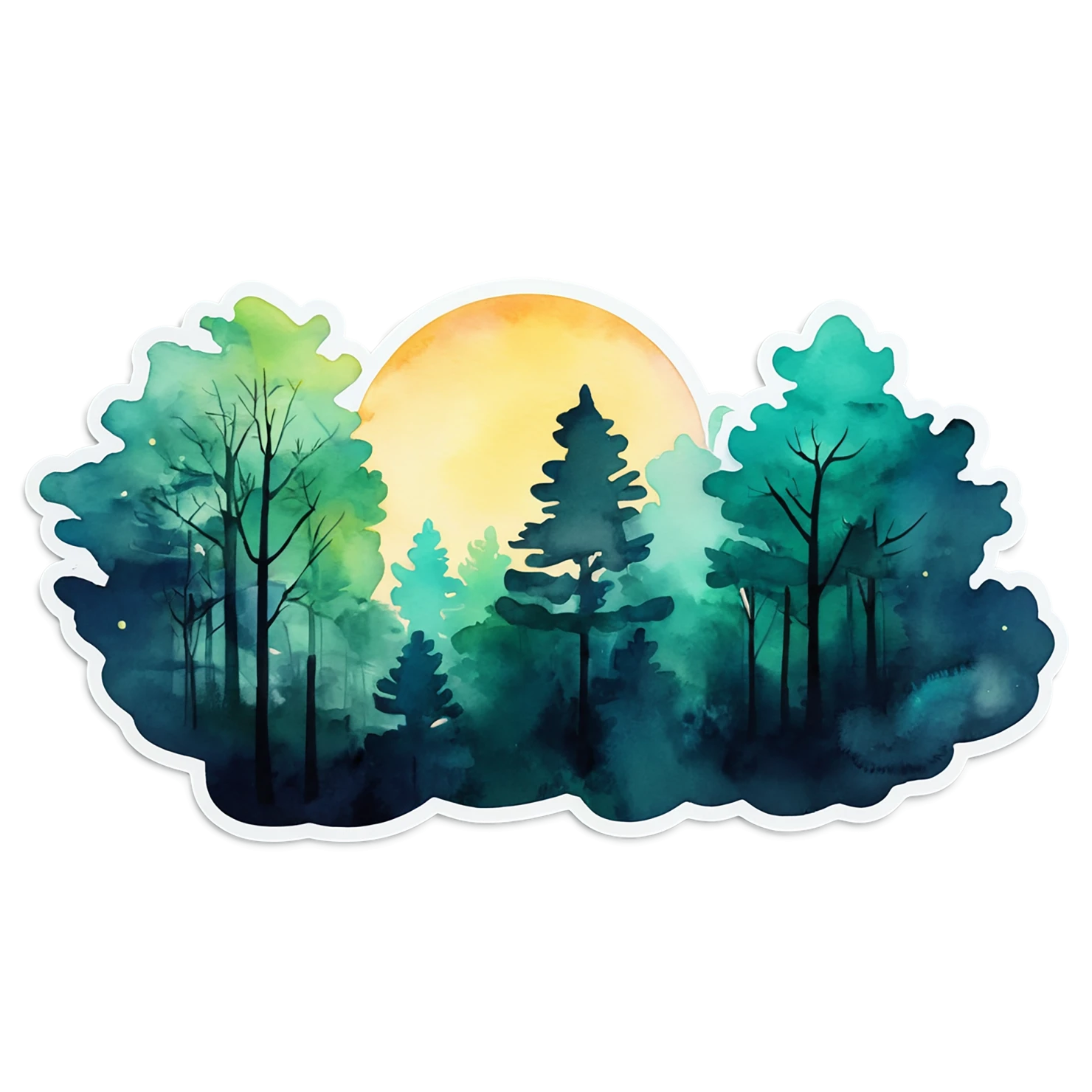 Forest watercolor sticker isolated on transparent background #16877
