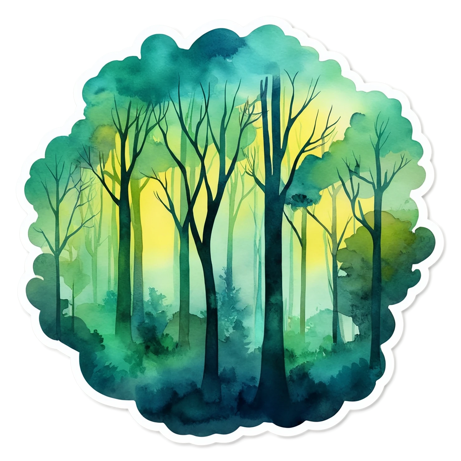 Forest watercolor sticker isolated on transparent background #16880