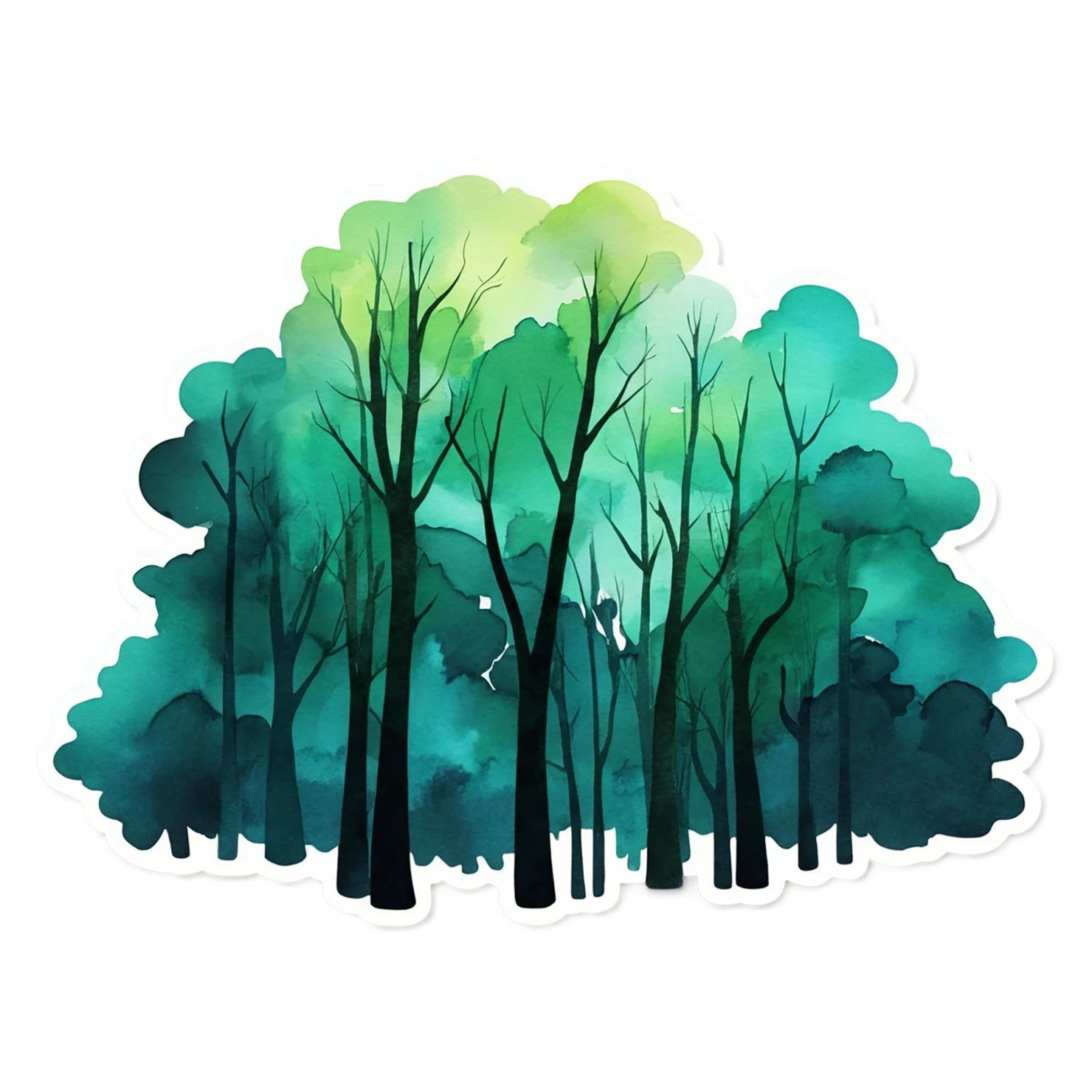 Forest watercolor sticker isolated on transparent background #16884