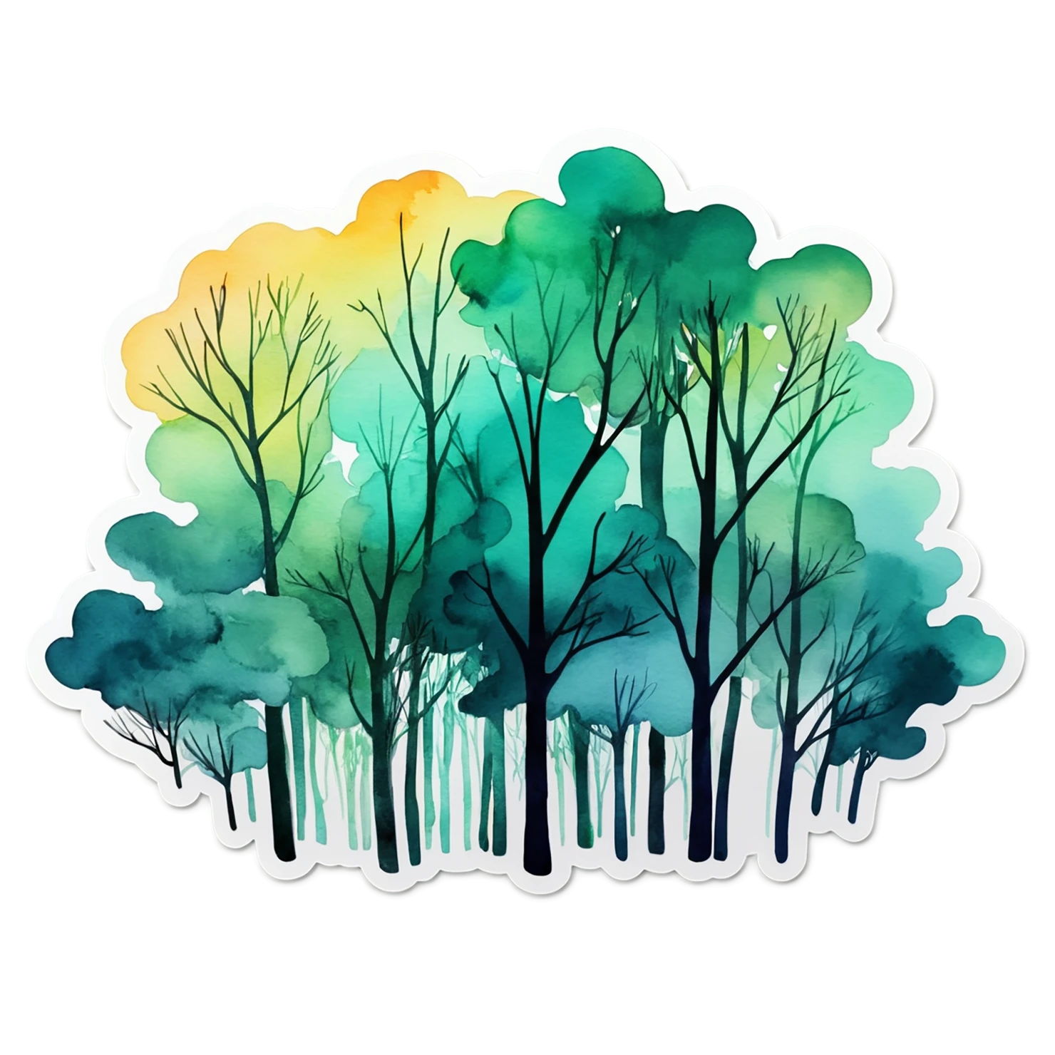 Forest watercolor sticker isolated on transparent background #16889