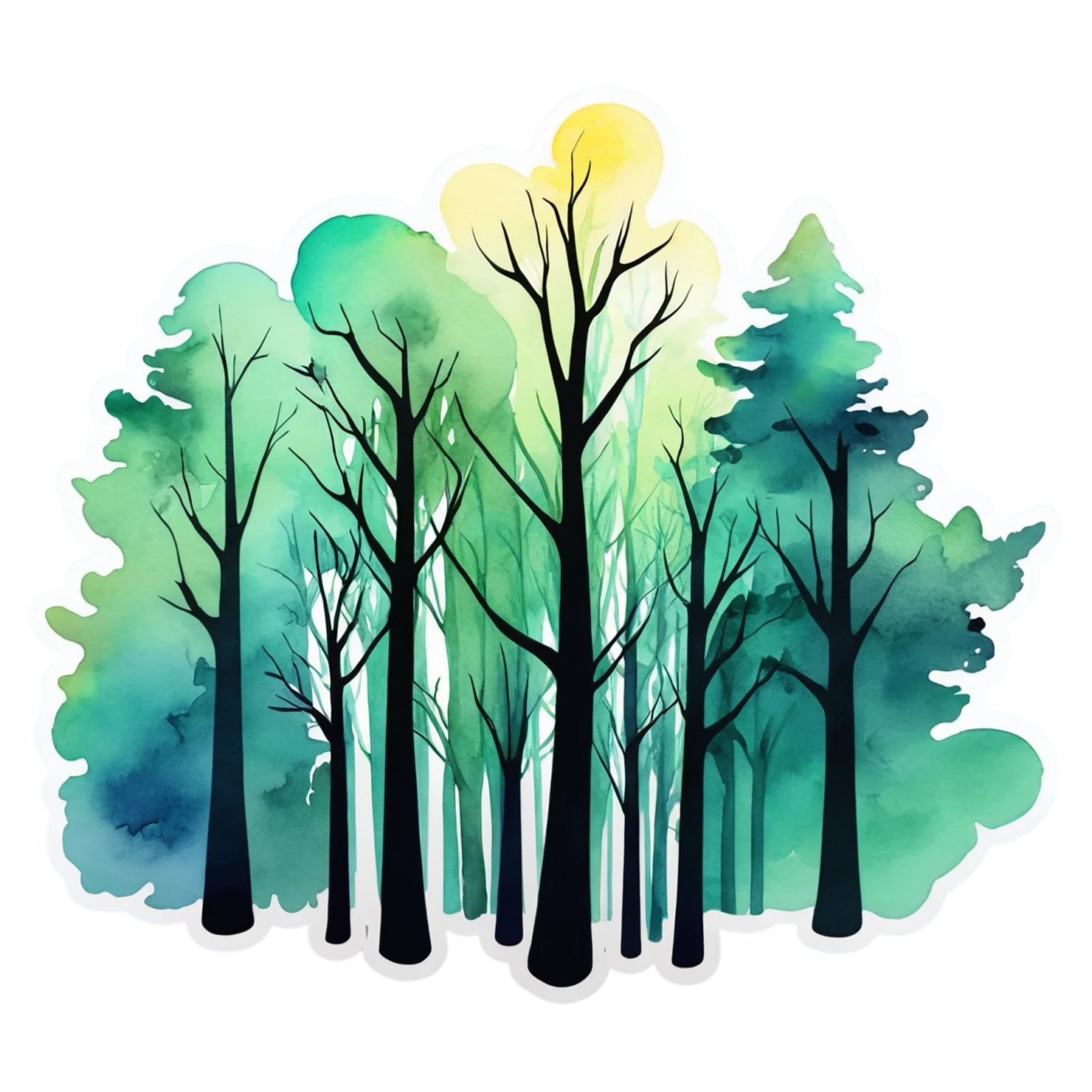 Forest watercolor sticker isolated on transparent background #16894