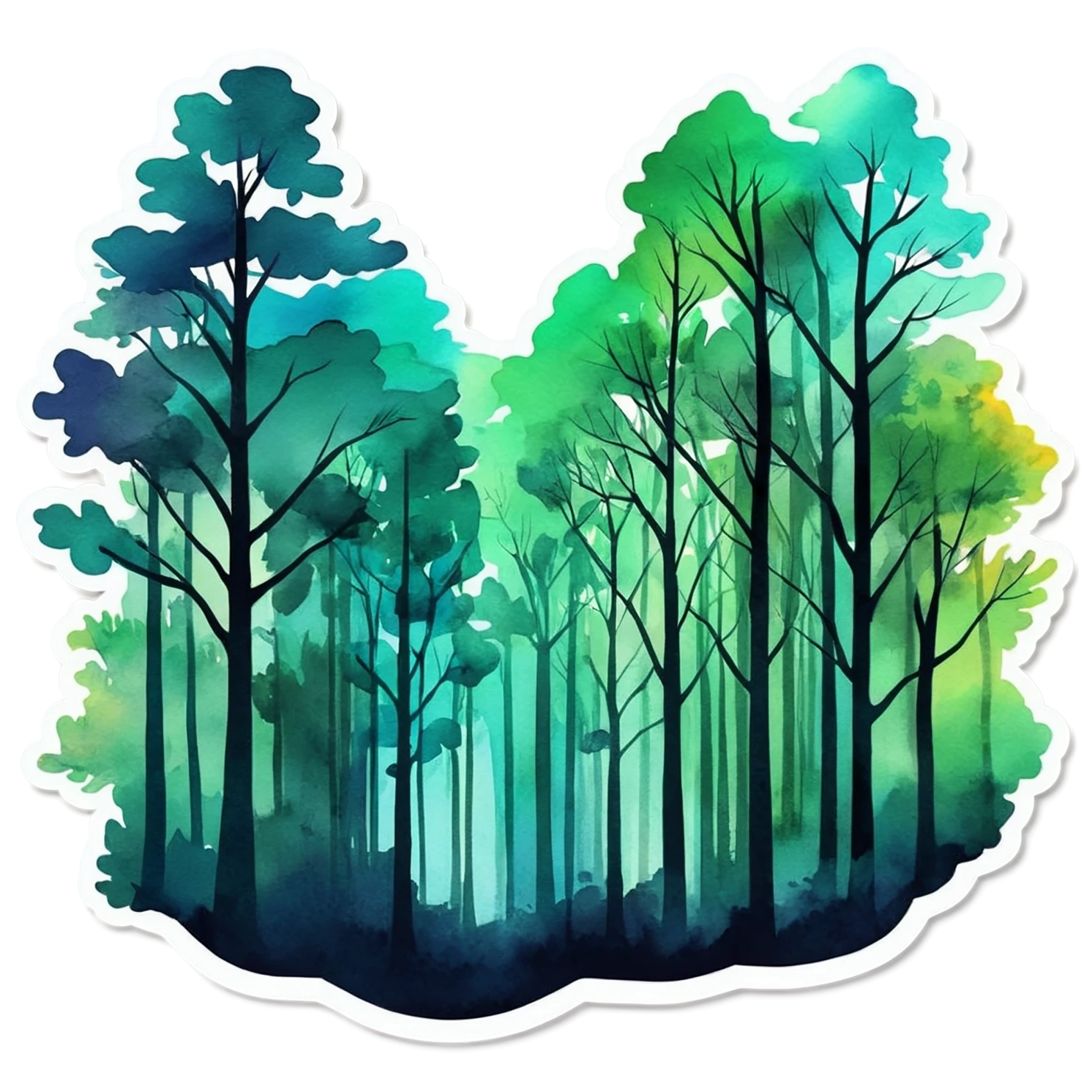 Forest watercolor sticker isolated on transparent background #16896