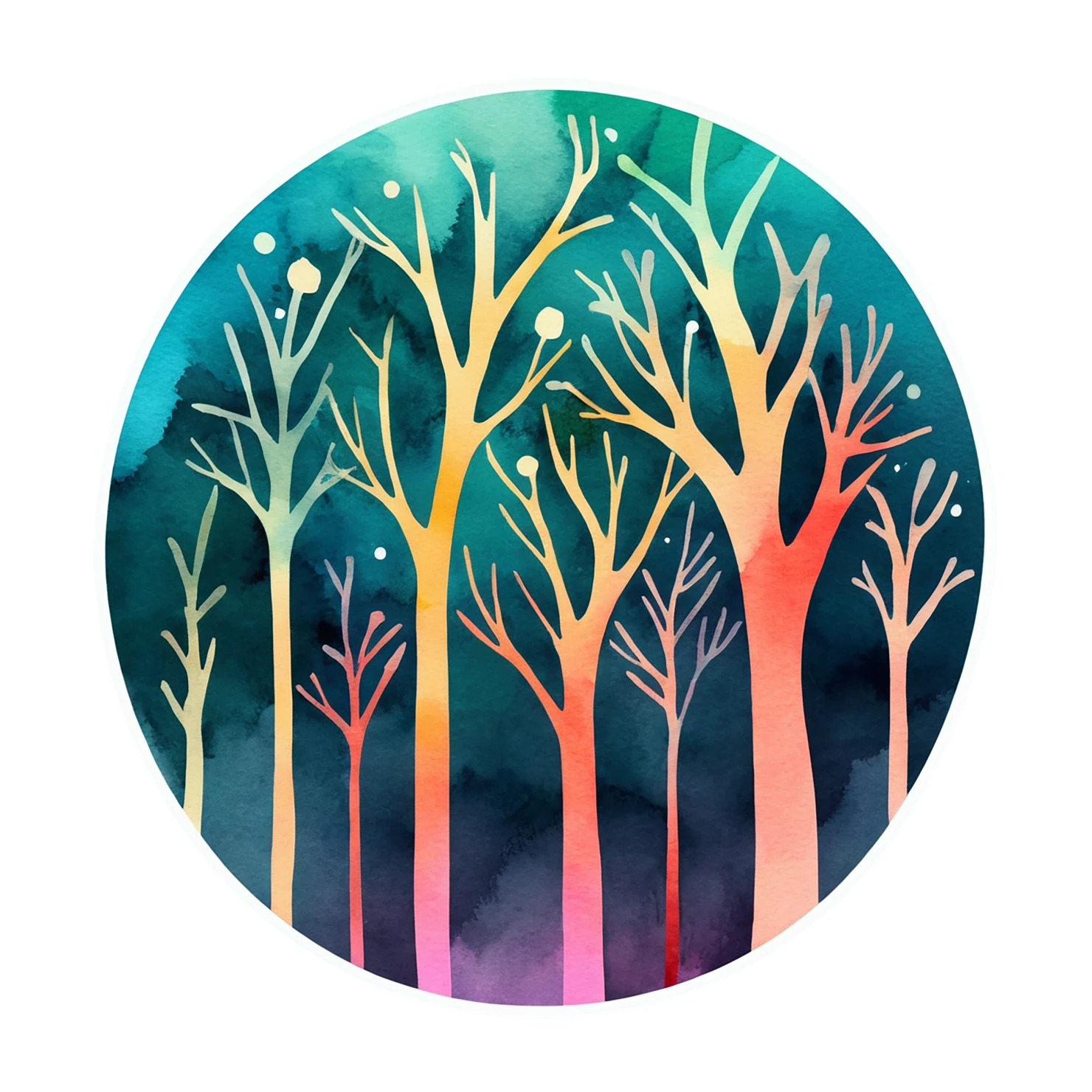 Forest watercolor sticker isolated on transparent background #16899