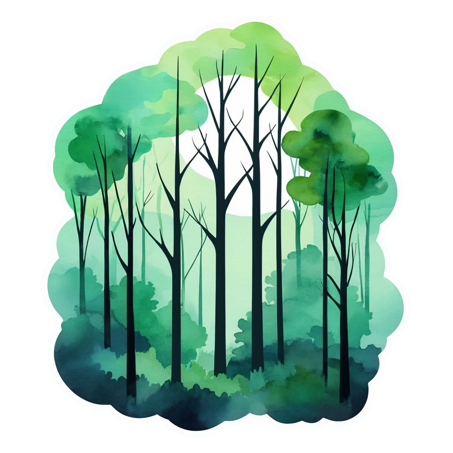 Forest watercolor sticker isolated on transparent background #16900