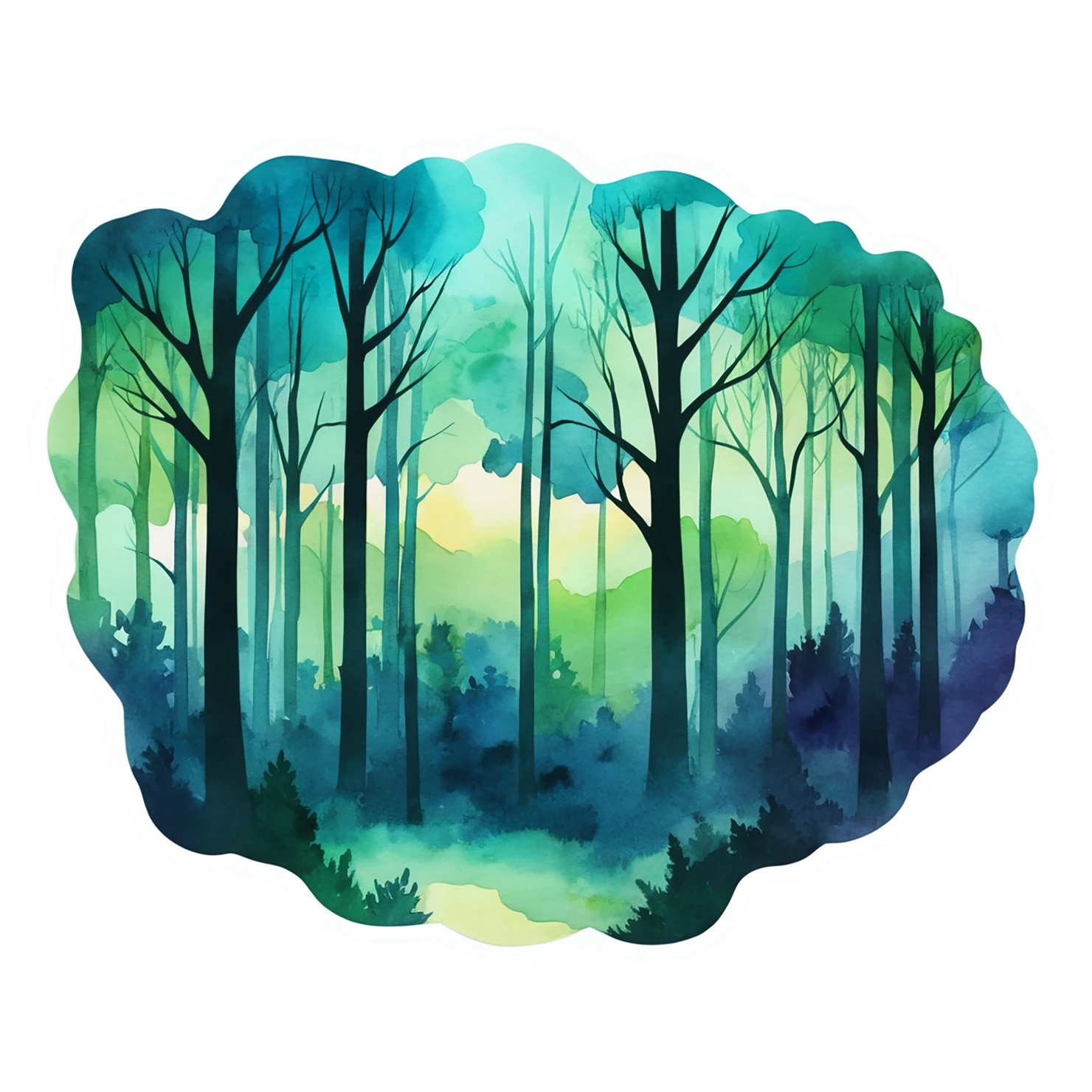 Forest watercolor sticker isolated on transparent background #16902