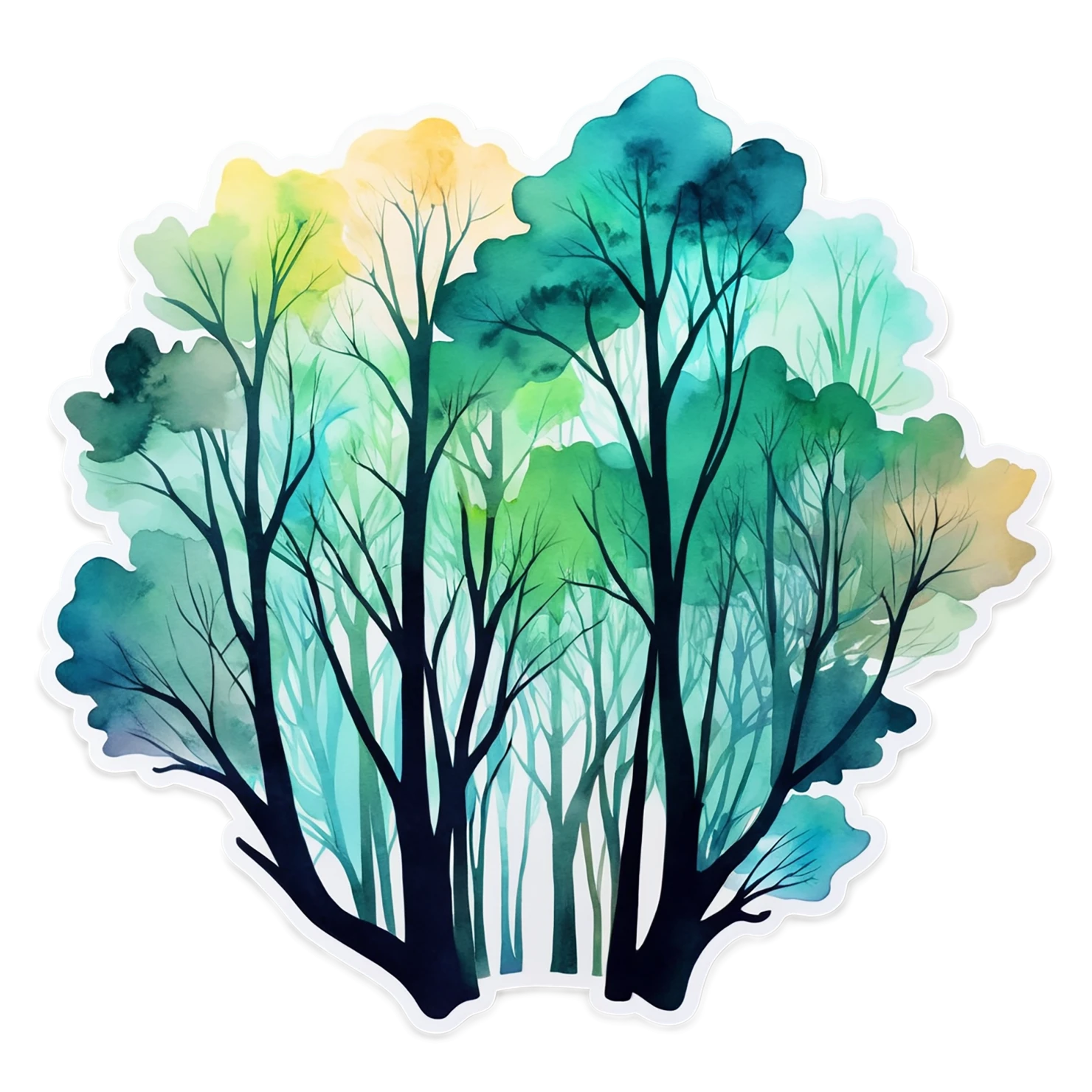 Forest watercolor sticker isolated on transparent background #16903