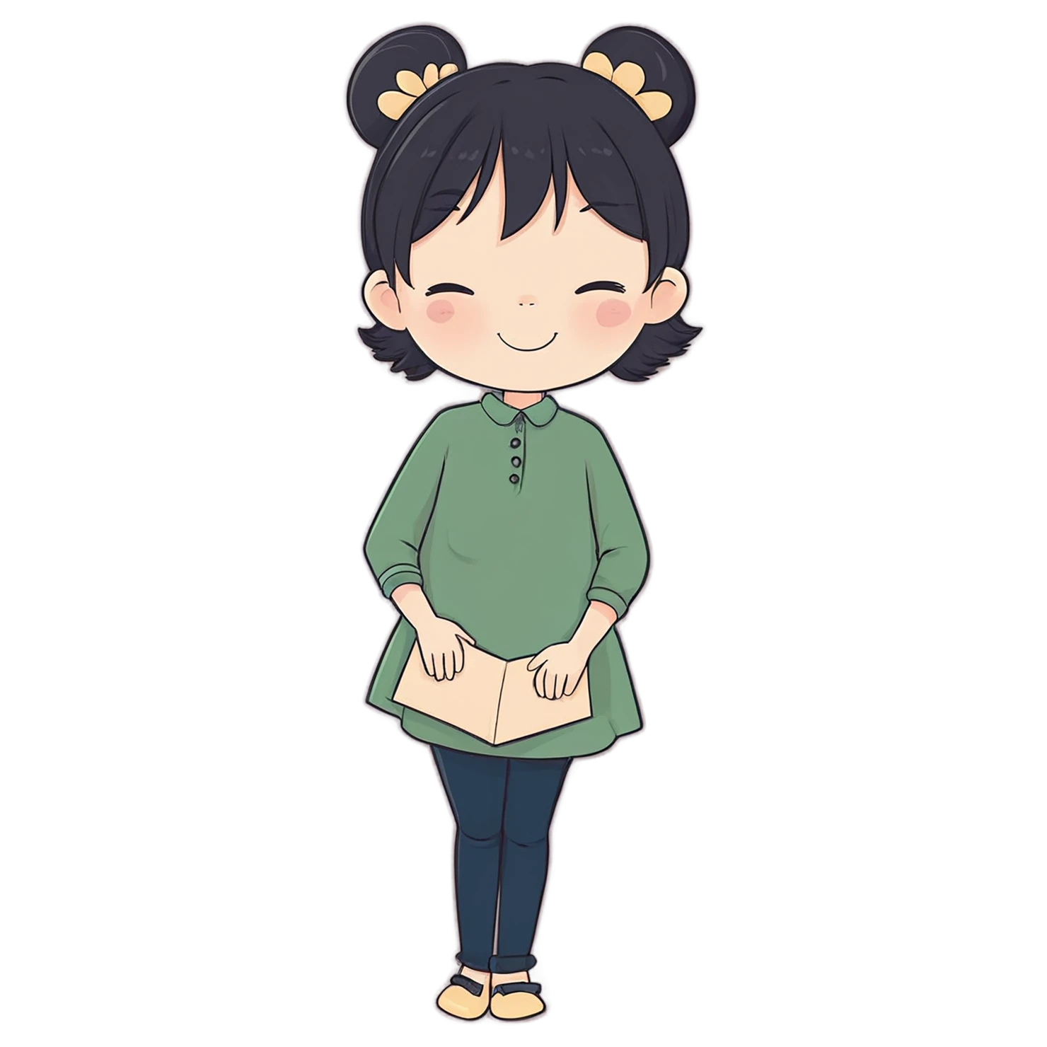 Girl cute sticker isolated on transparent background #17340