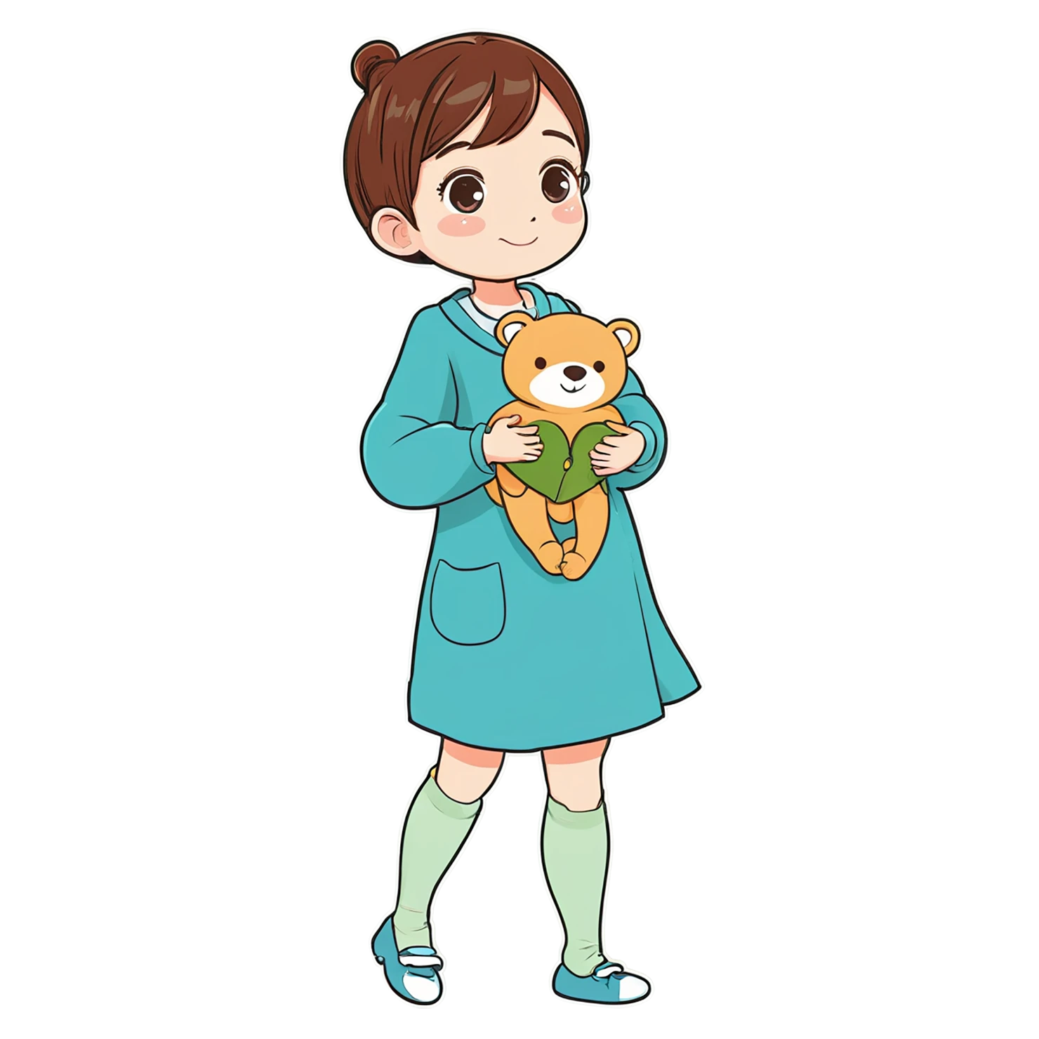 Girl cute sticker isolated on transparent background #17344