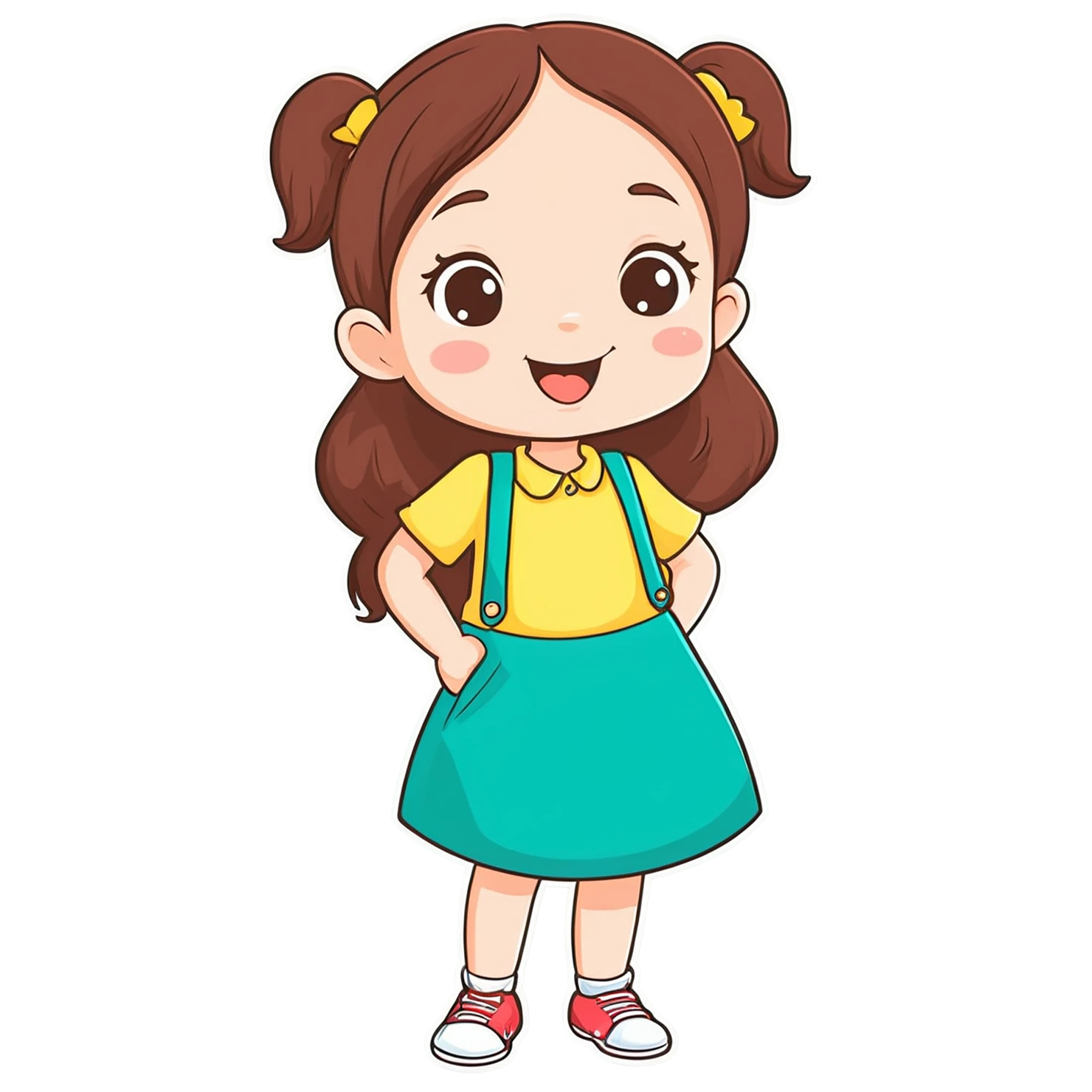 Girl cute sticker isolated on transparent background #17366