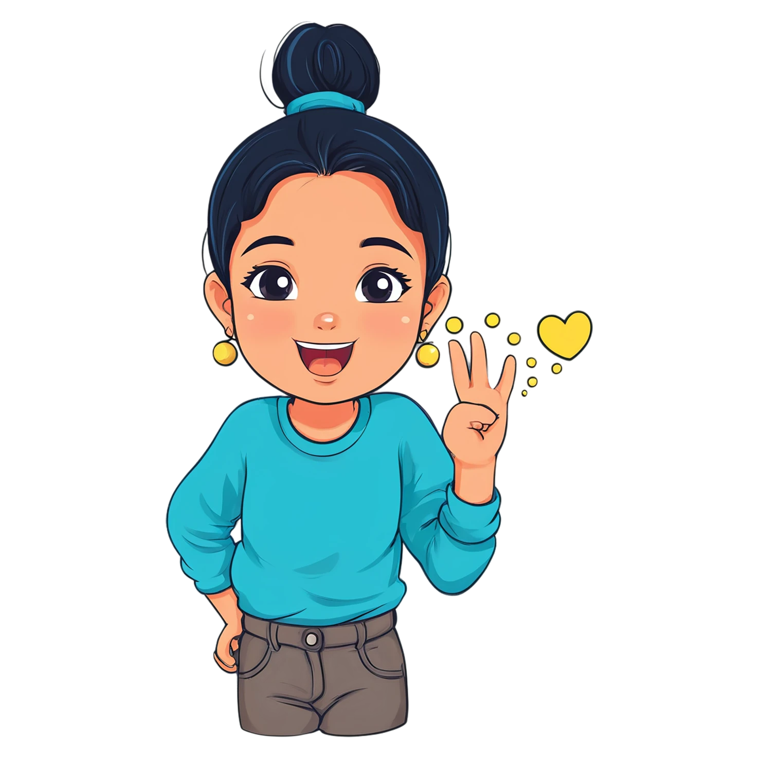 Girl cute sticker isolated on transparent background #17369