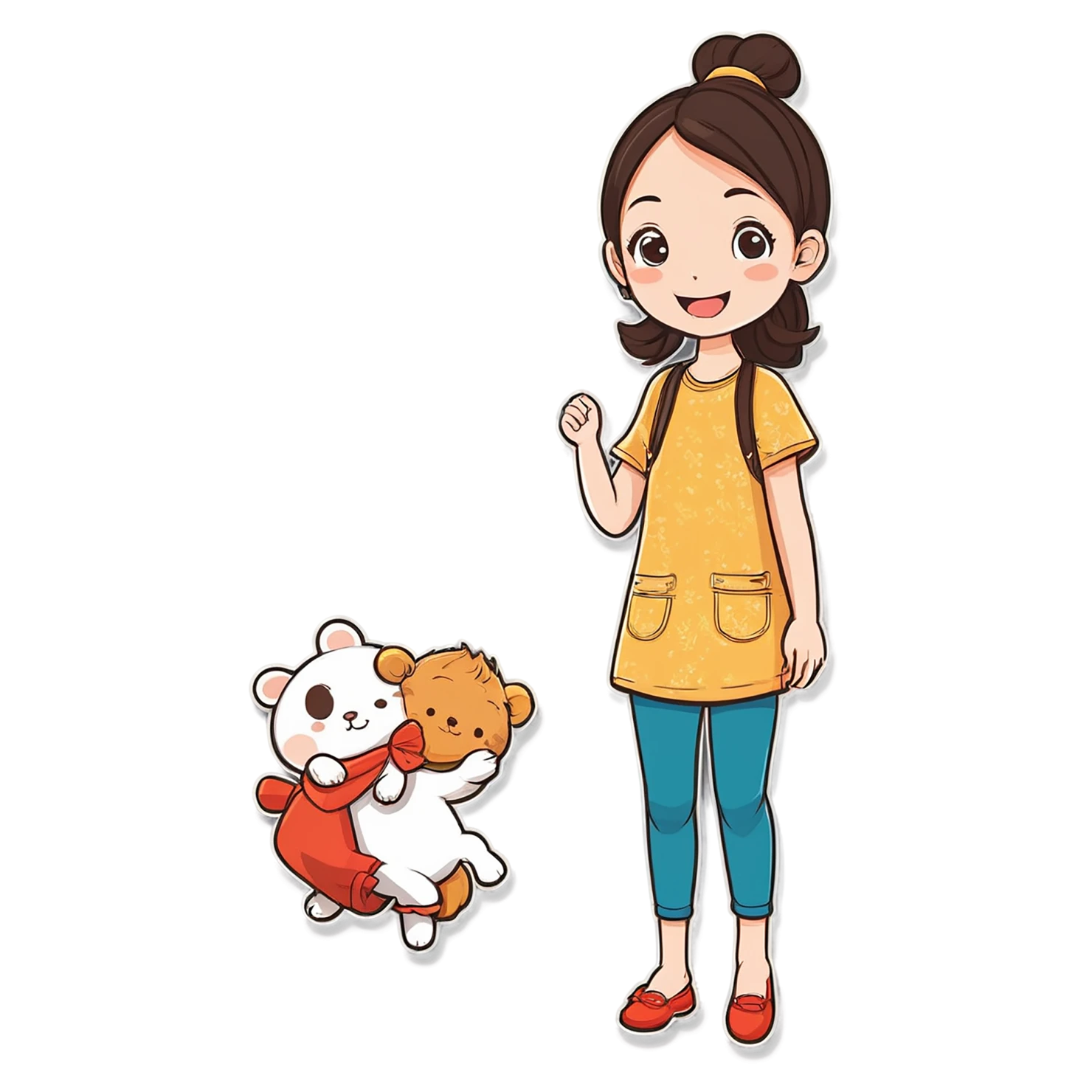 Girl cute sticker isolated on transparent background #17449