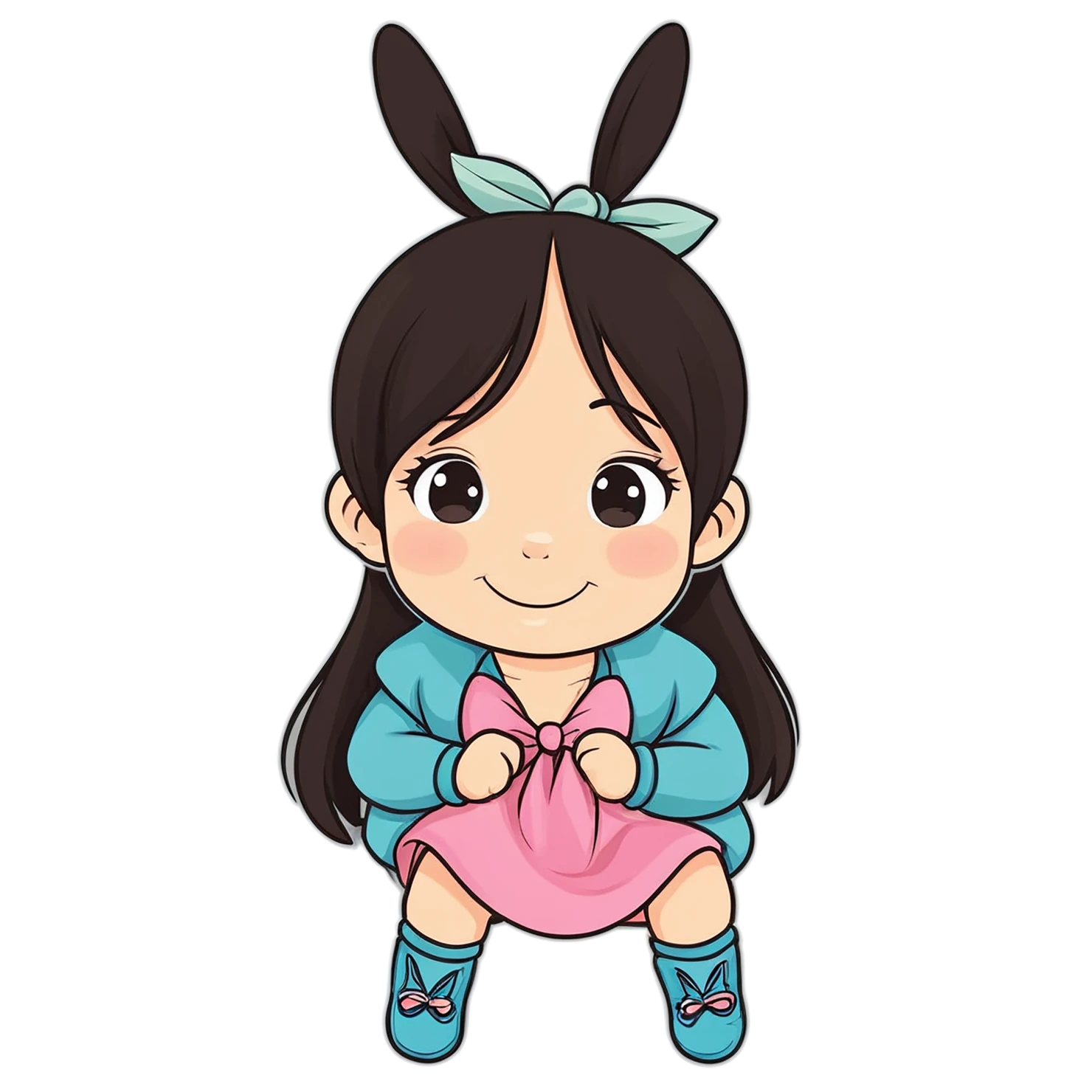 Girl cute sticker isolated on transparent background #17479