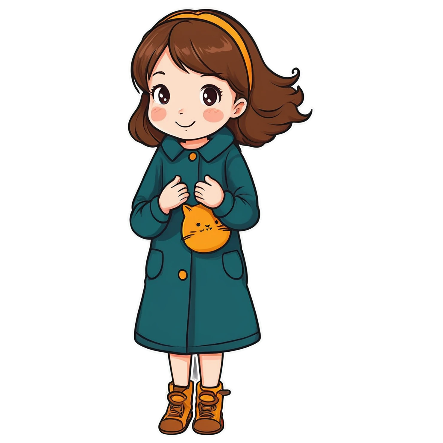 Girl cute sticker isolated on transparent background #17540