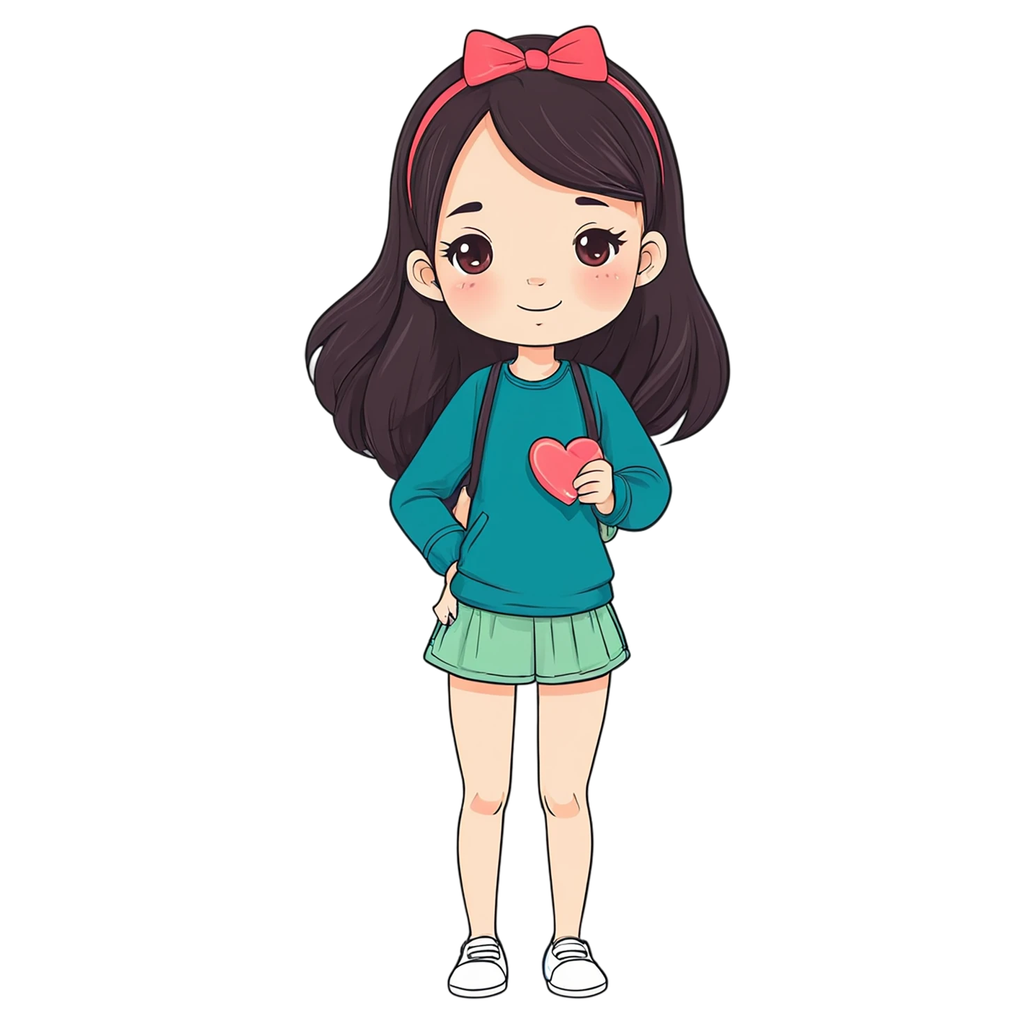 Girl cute sticker isolated on transparent background #17587