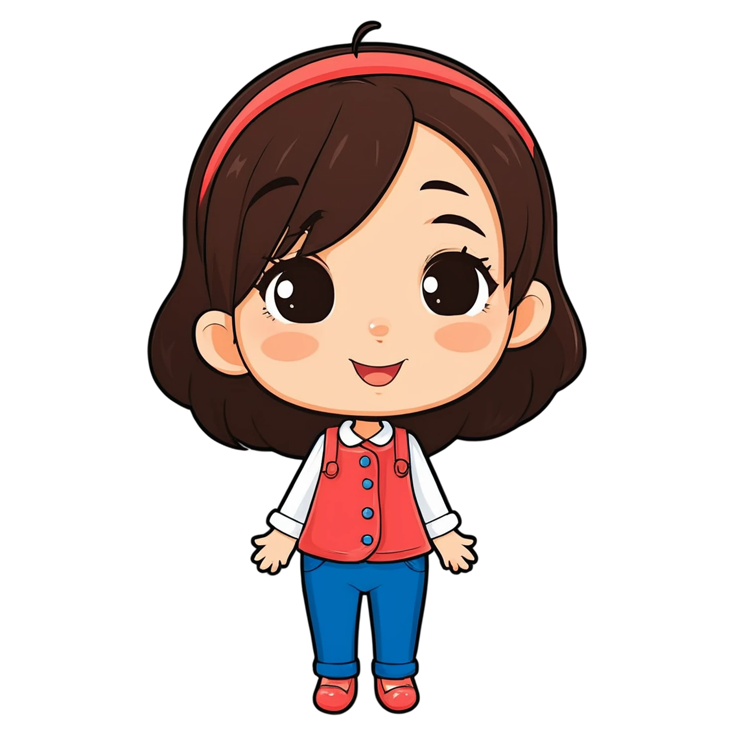 Girl cute sticker isolated on transparent background #17588