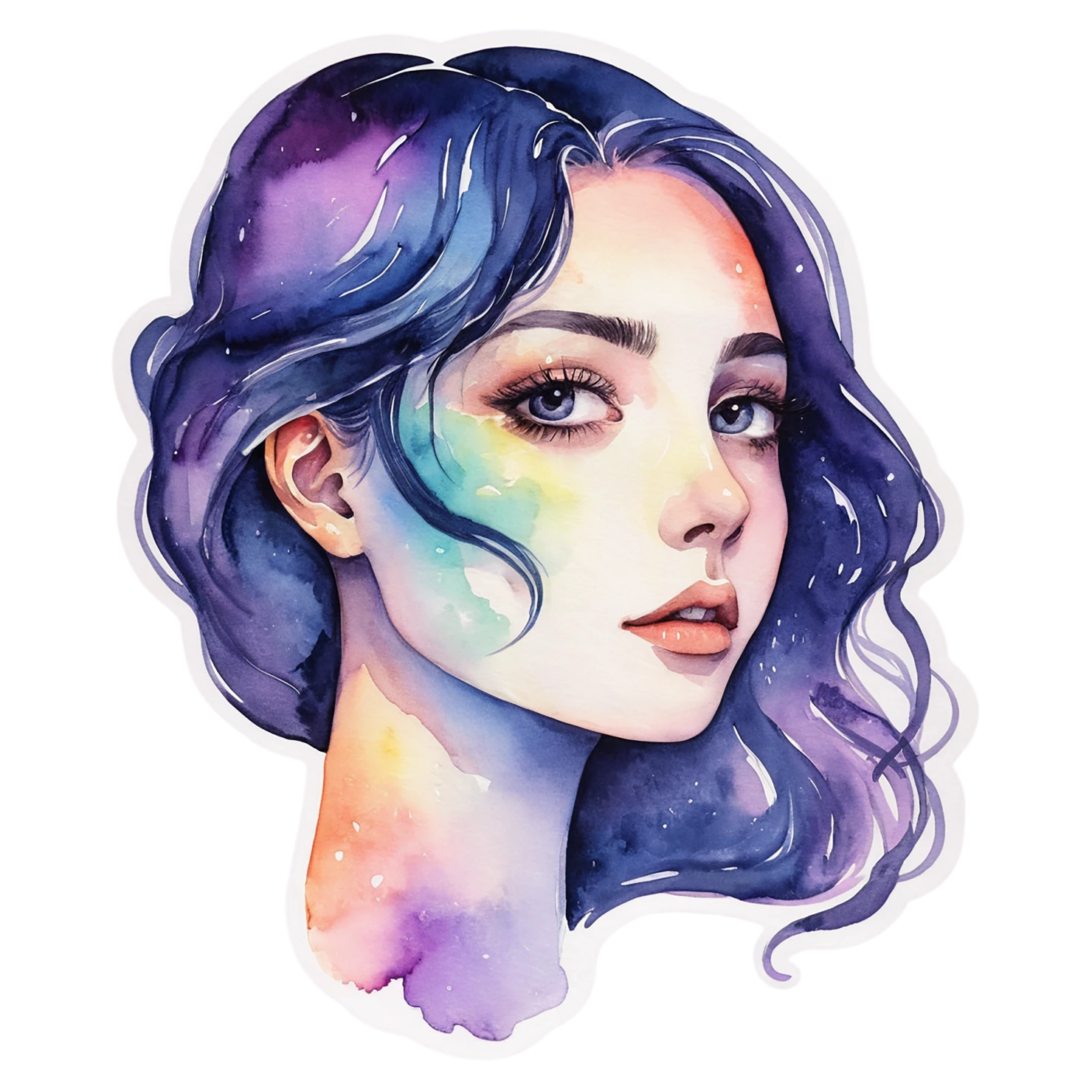 Girl watercolor sticker isolated on transparent background #17604