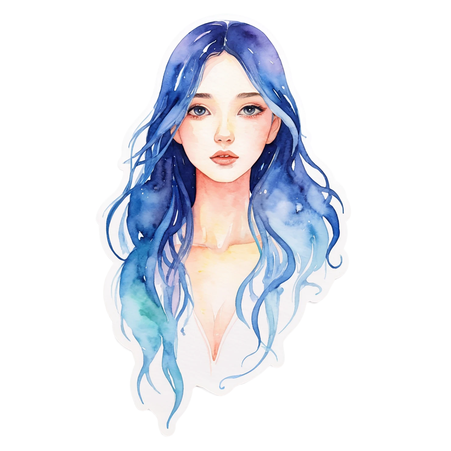 Girl watercolor sticker isolated on transparent background #17605