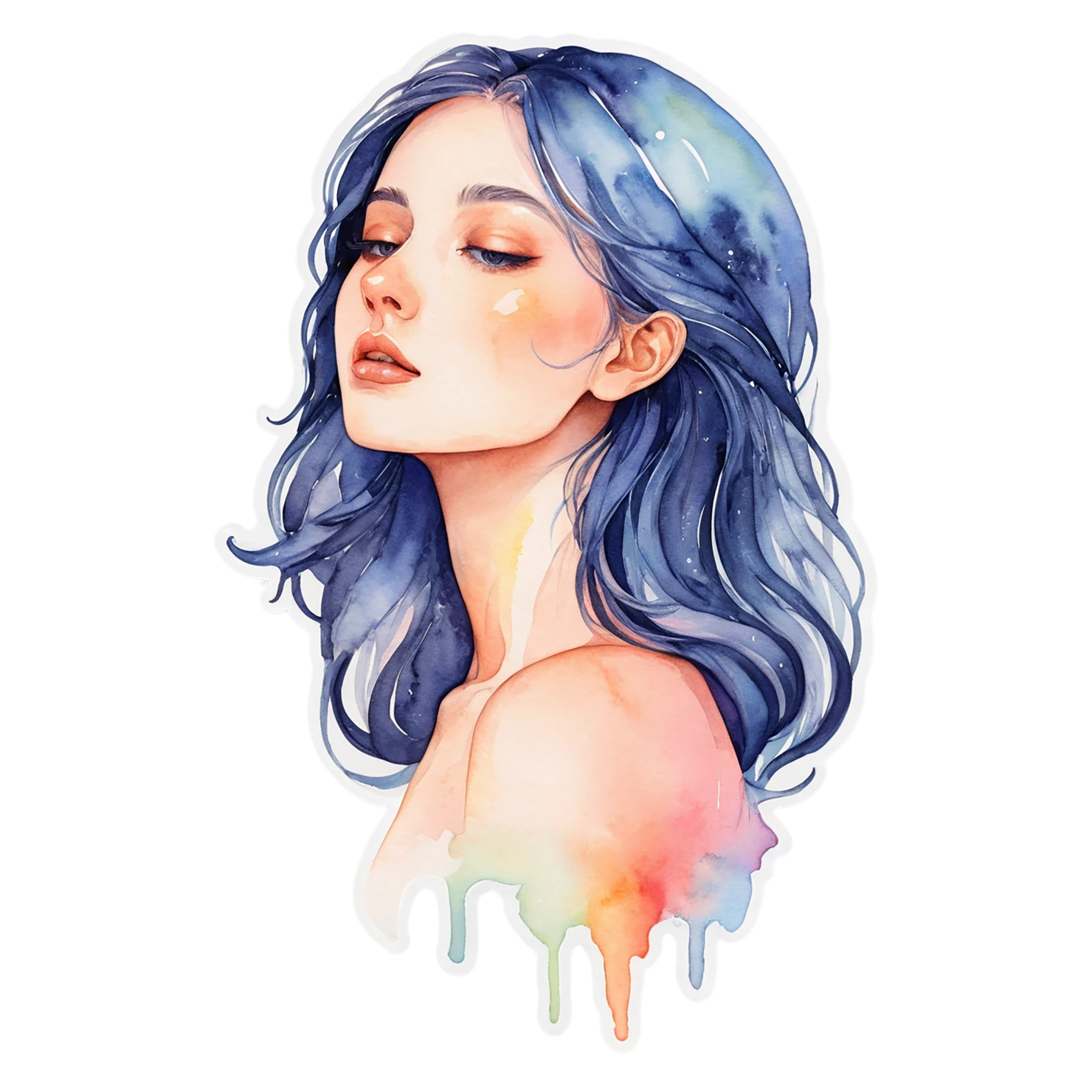 Girl watercolor sticker isolated on transparent background #17606