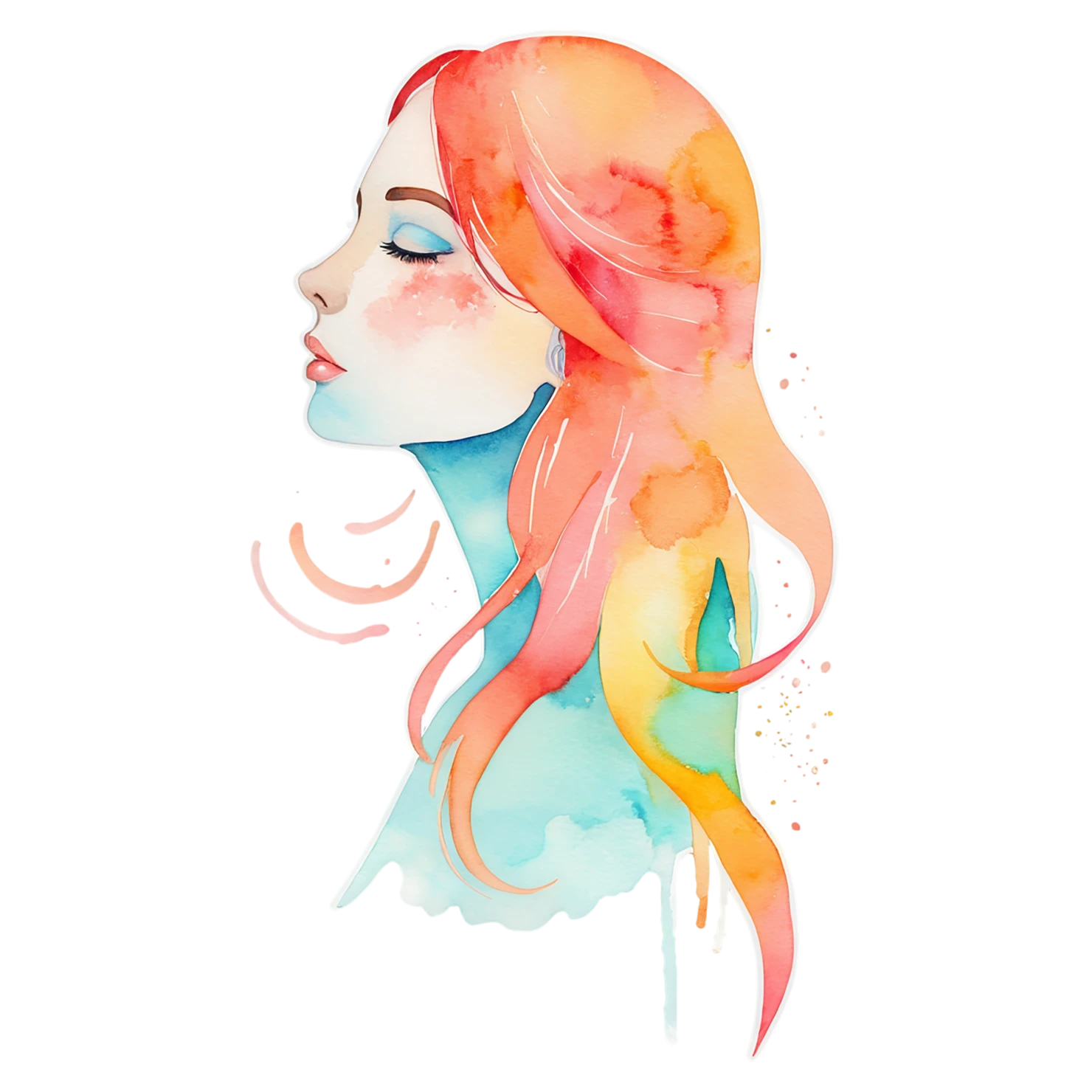 Girl watercolor sticker isolated on transparent background #17607