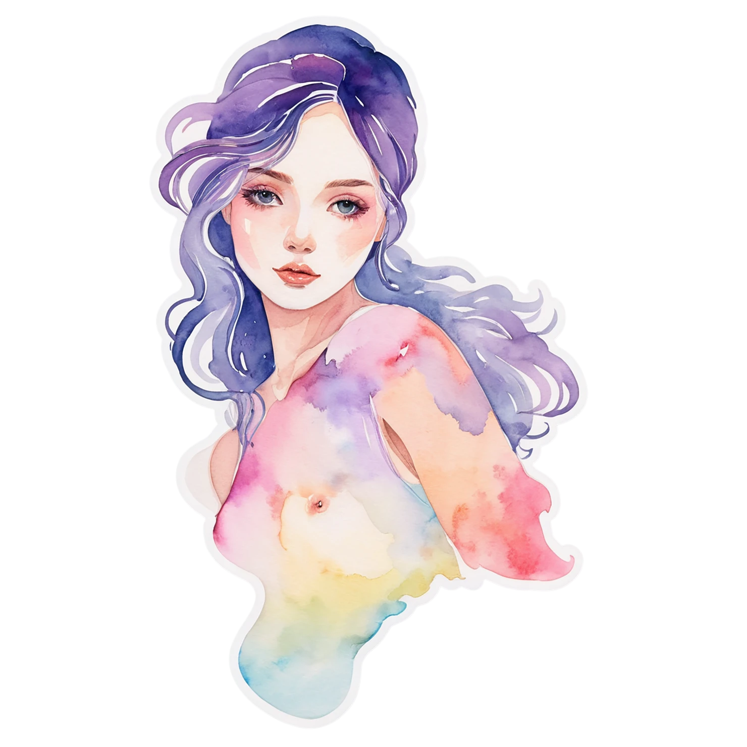 Girl watercolor sticker isolated on transparent background #17608