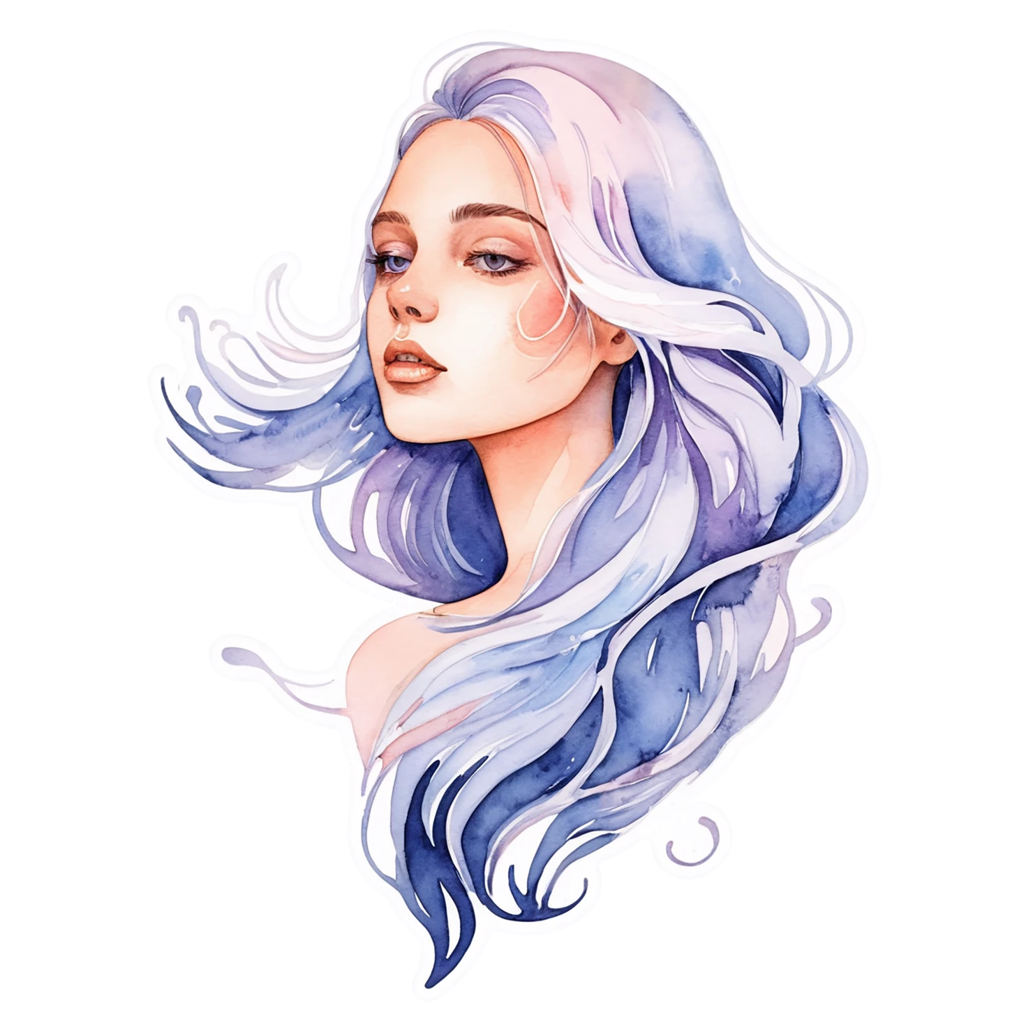 Girl watercolor sticker isolated on transparent background #17610