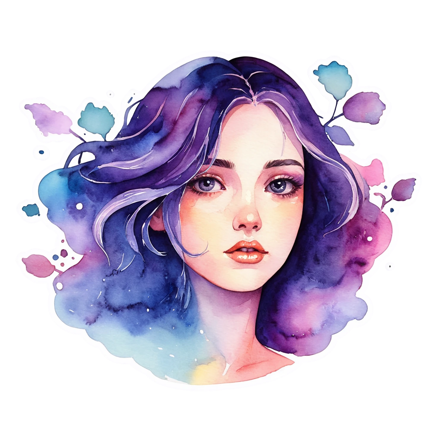 Girl watercolor sticker isolated on transparent background #17611