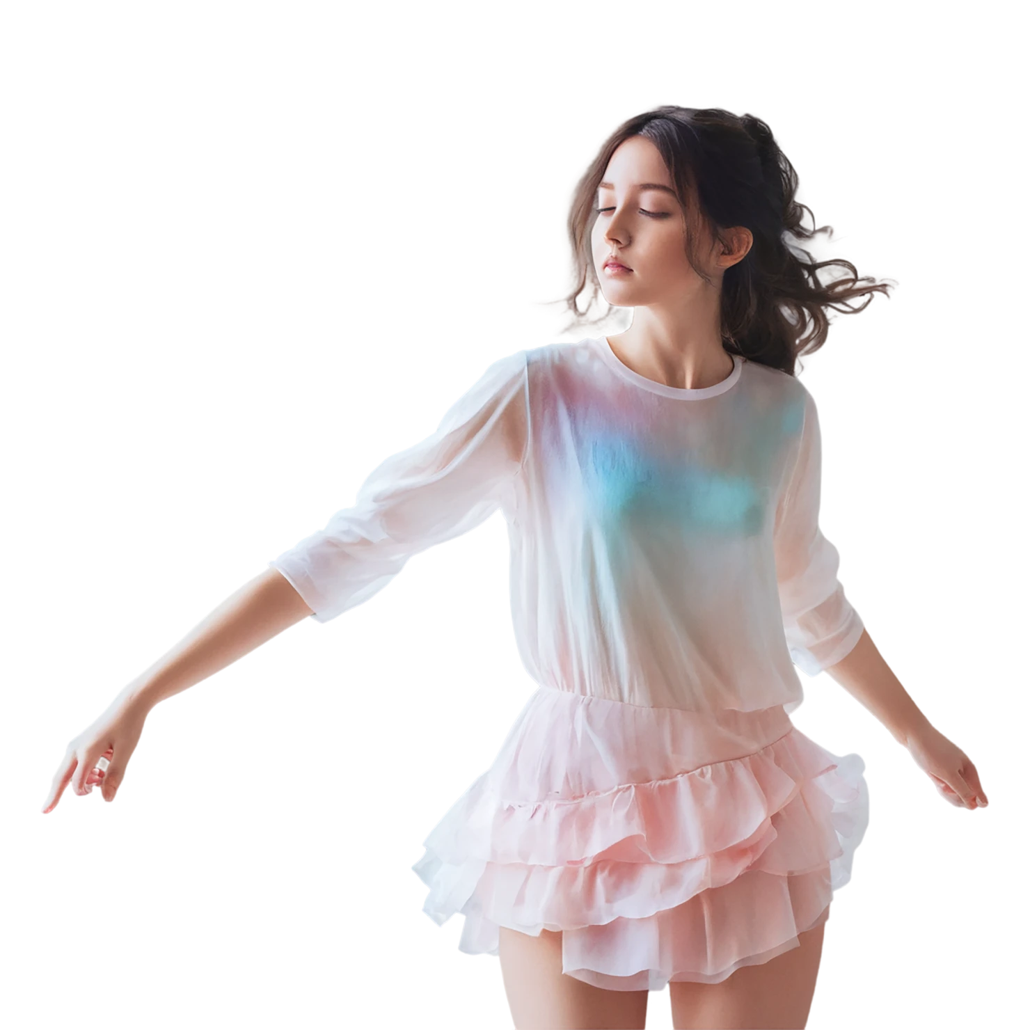 Girl watercolor sticker isolated on transparent background #17612