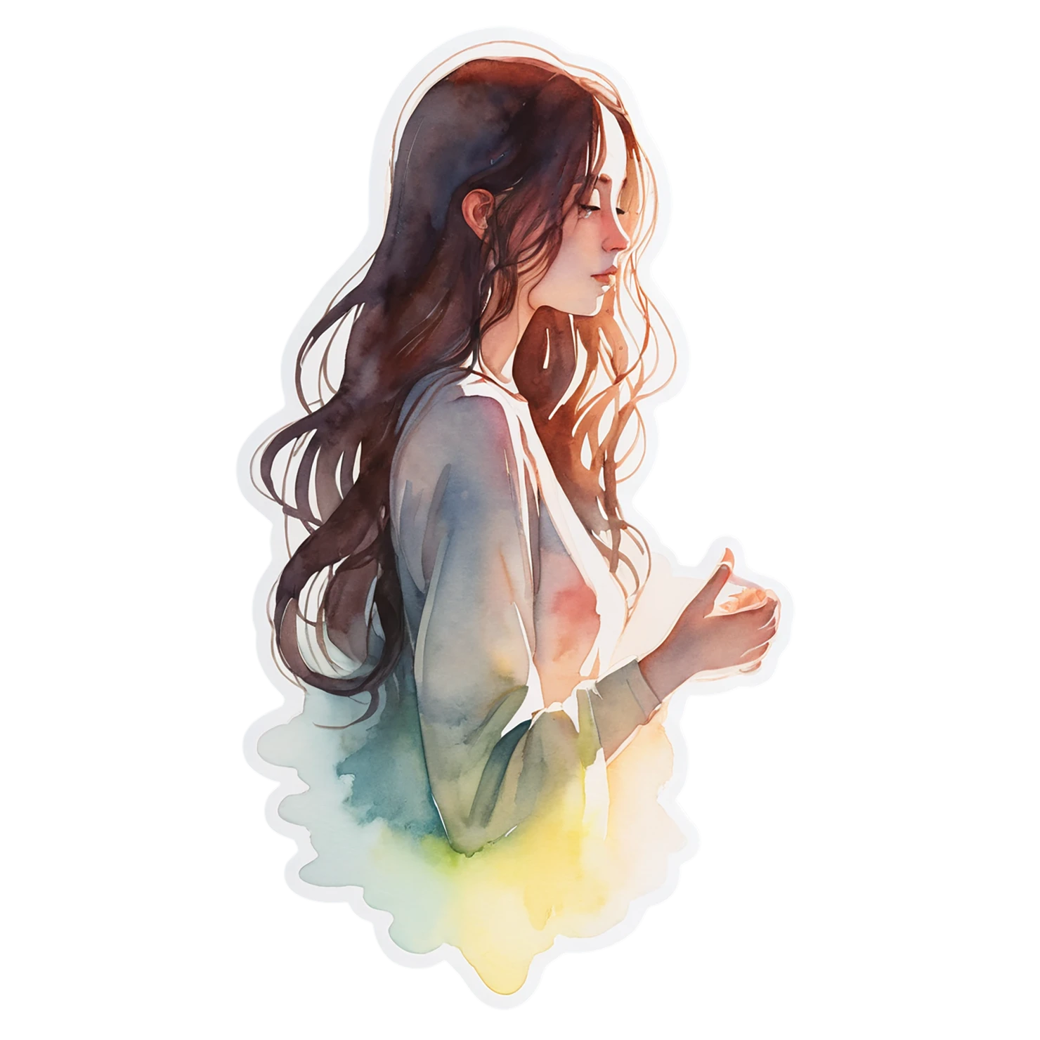 Girl watercolor sticker isolated on transparent background #17613