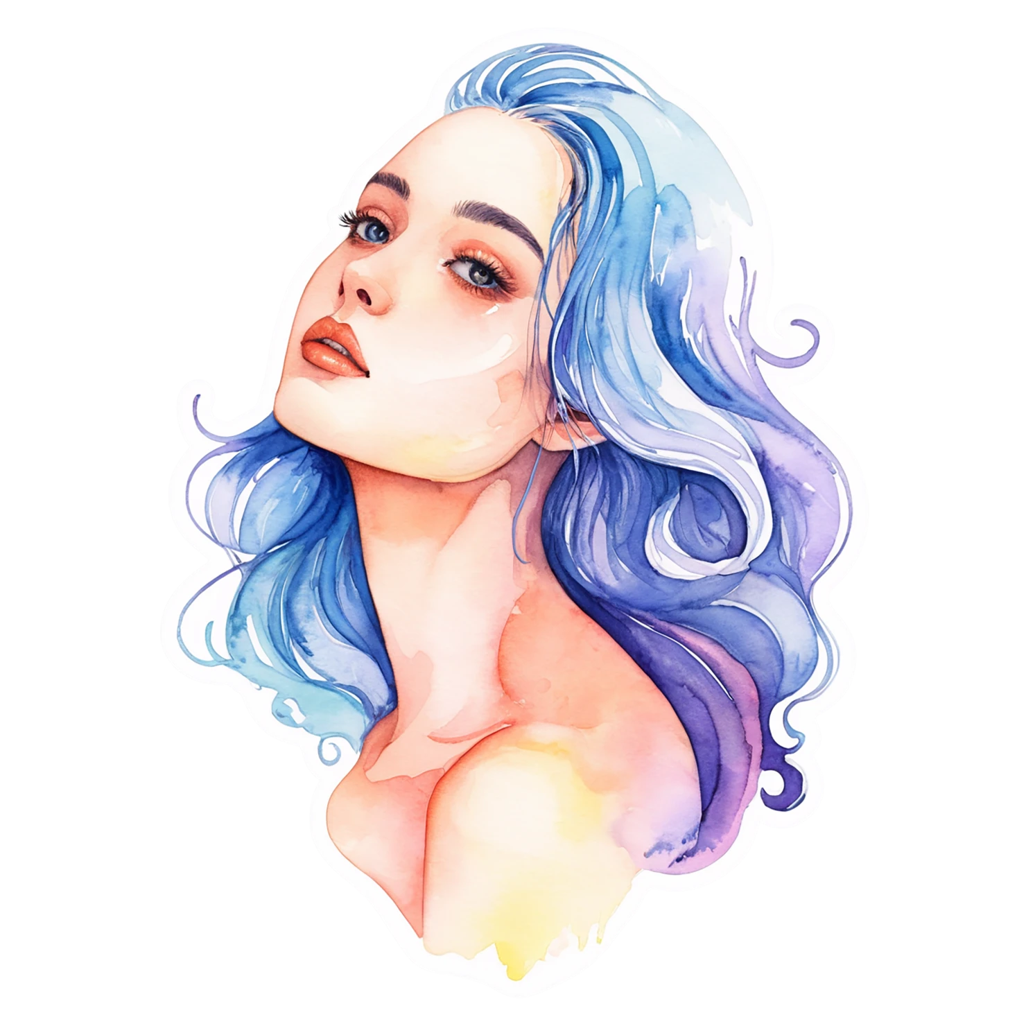 Girl watercolor sticker isolated on transparent background #17614